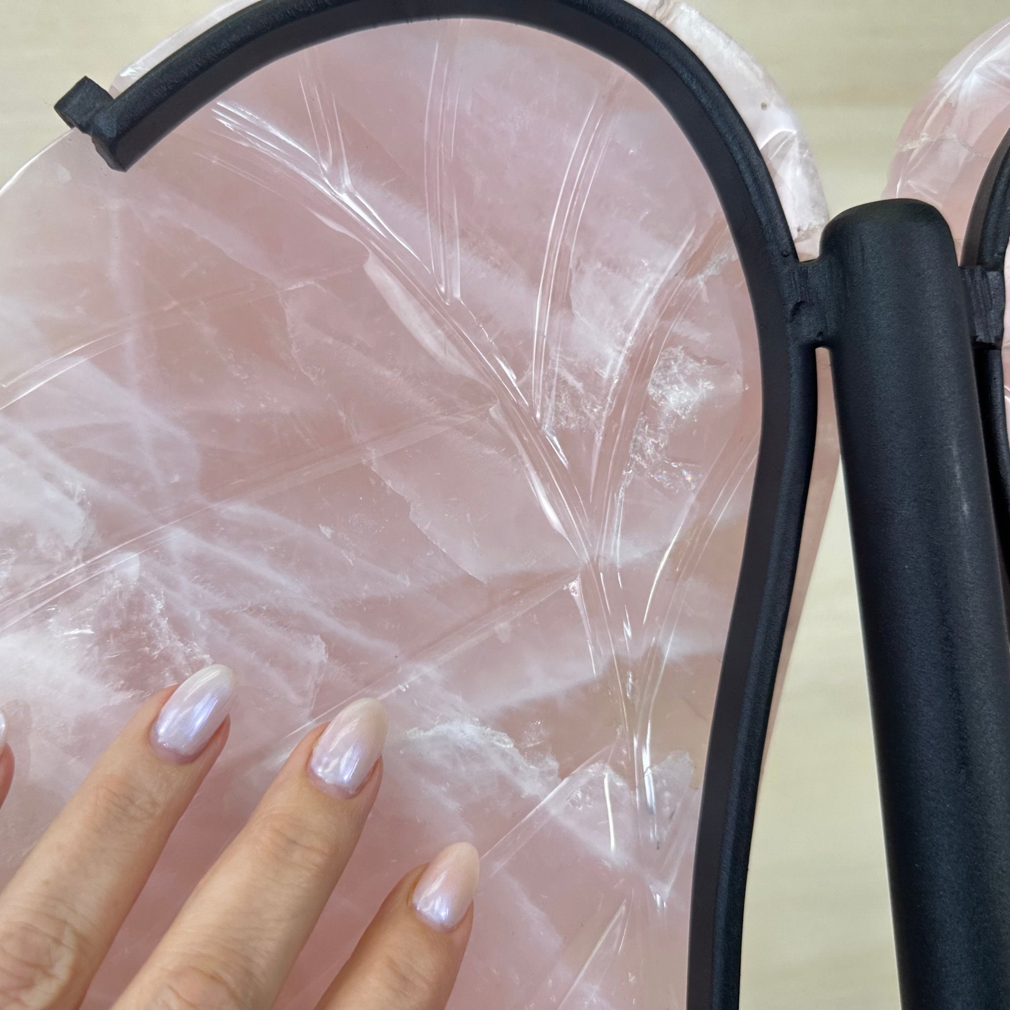 Super Quality Rose Quartz Angel Wings on a Metal Base, 29.7 lbs & 26.2" Tall #4444RQ - 001 - Brazil GemsBrazil GemsSuper Quality Rose Quartz Angel Wings on a Metal Base, 29.7 lbs & 26.2" Tall #4444RQ - 001Carved Angel Wings4444RQ - 001