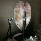 Super Quality Rose Quartz Angel Wings on a Metal Base, 29.7 lbs & 26.2" Tall #4444RQ - 001 - Brazil GemsBrazil GemsSuper Quality Rose Quartz Angel Wings on a Metal Base, 29.7 lbs & 26.2" Tall #4444RQ - 001Carved Angel Wings4444RQ - 001