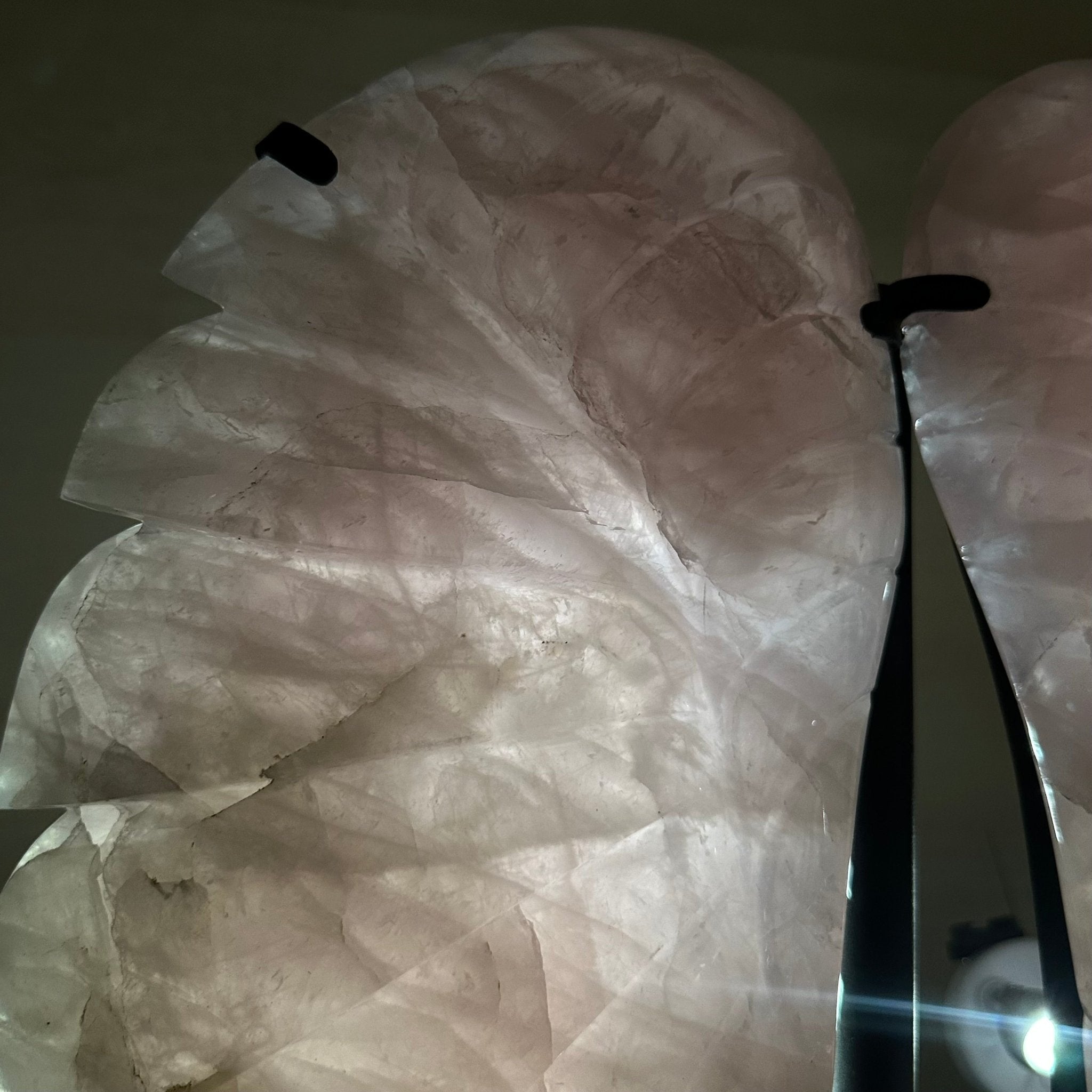 Super Quality Rose Quartz Angel Wings on a Metal Base, 29.7 lbs & 26.2" Tall #4444RQ - 001 - Brazil GemsBrazil GemsSuper Quality Rose Quartz Angel Wings on a Metal Base, 29.7 lbs & 26.2" Tall #4444RQ - 001Carved Angel Wings4444RQ - 001