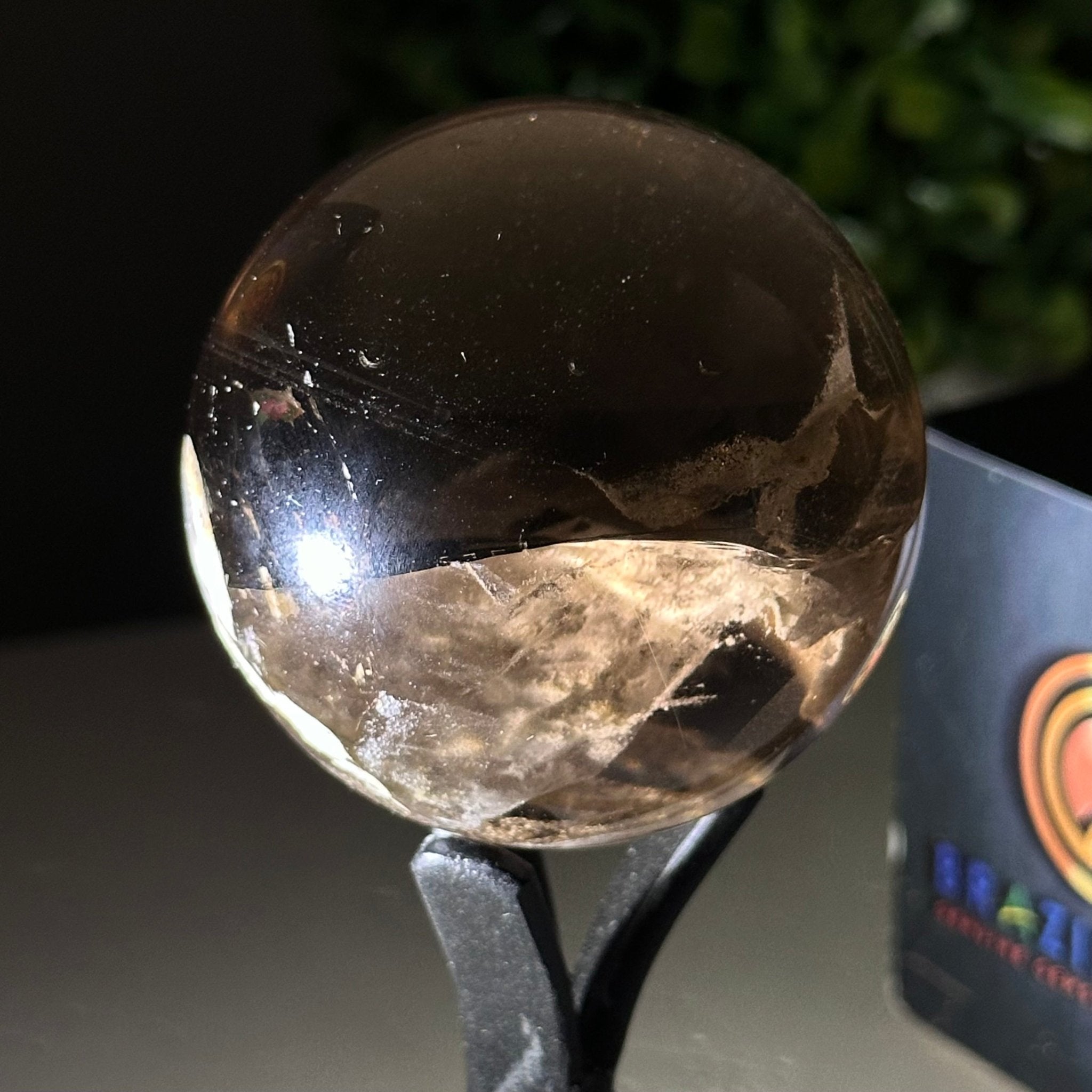 Super Quality Smoky Quartz Sphere on a Metal Stand, 0.5 lbs & 4.7" Tall #5636 - 0001 - Brazil GemsBrazil GemsSuper Quality Smoky Quartz Sphere on a Metal Stand, 0.5 lbs & 4.7" Tall #5636 - 0001Spheres5636 - 0001