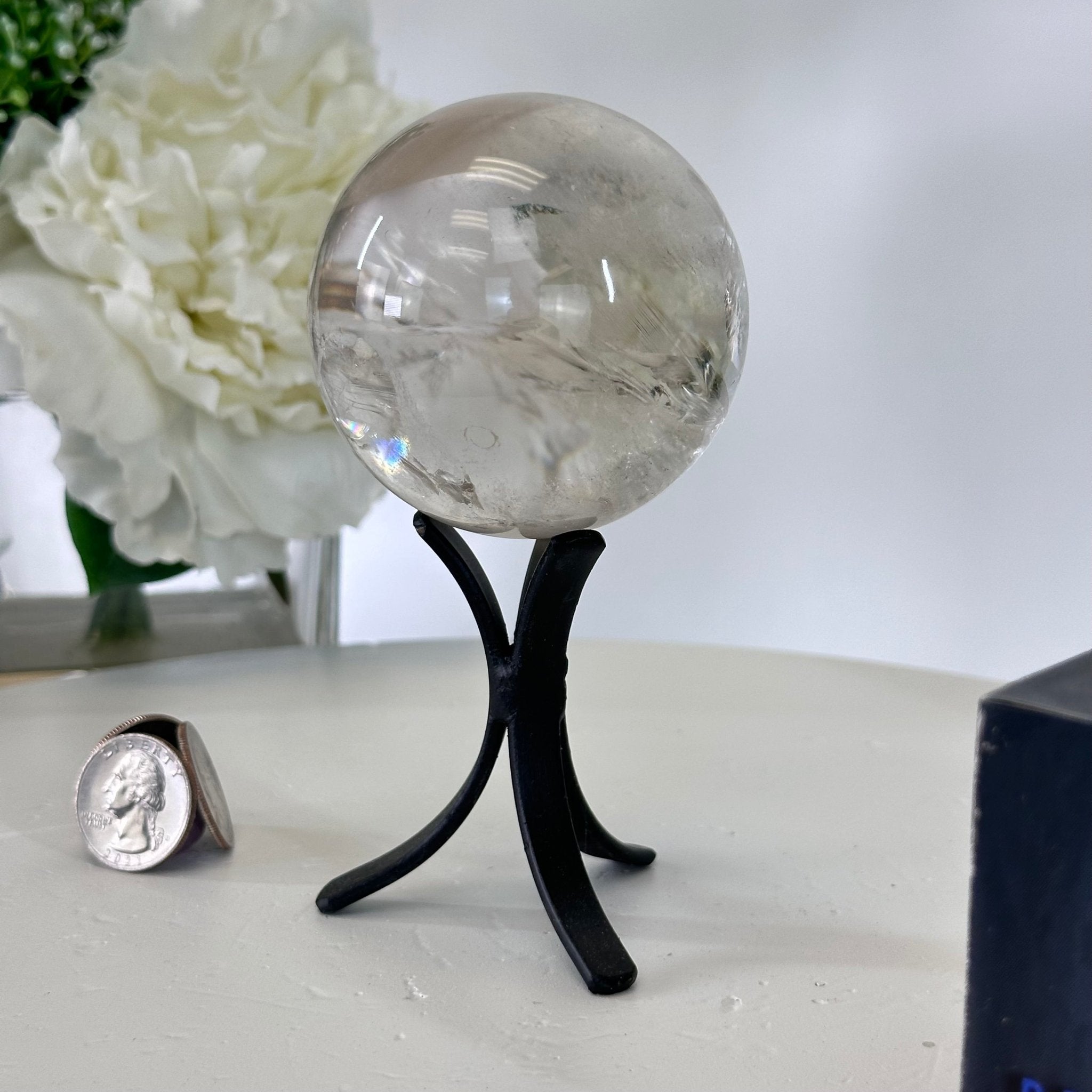 Super Quality Smoky Quartz Sphere on a Metal Stand 1 lb & 5.4" Tall #5636 - 0002 - Brazil GemsBrazil GemsSuper Quality Smoky Quartz Sphere on a Metal Stand 1 lb & 5.4" Tall #5636 - 0002Spheres5636 - 0002