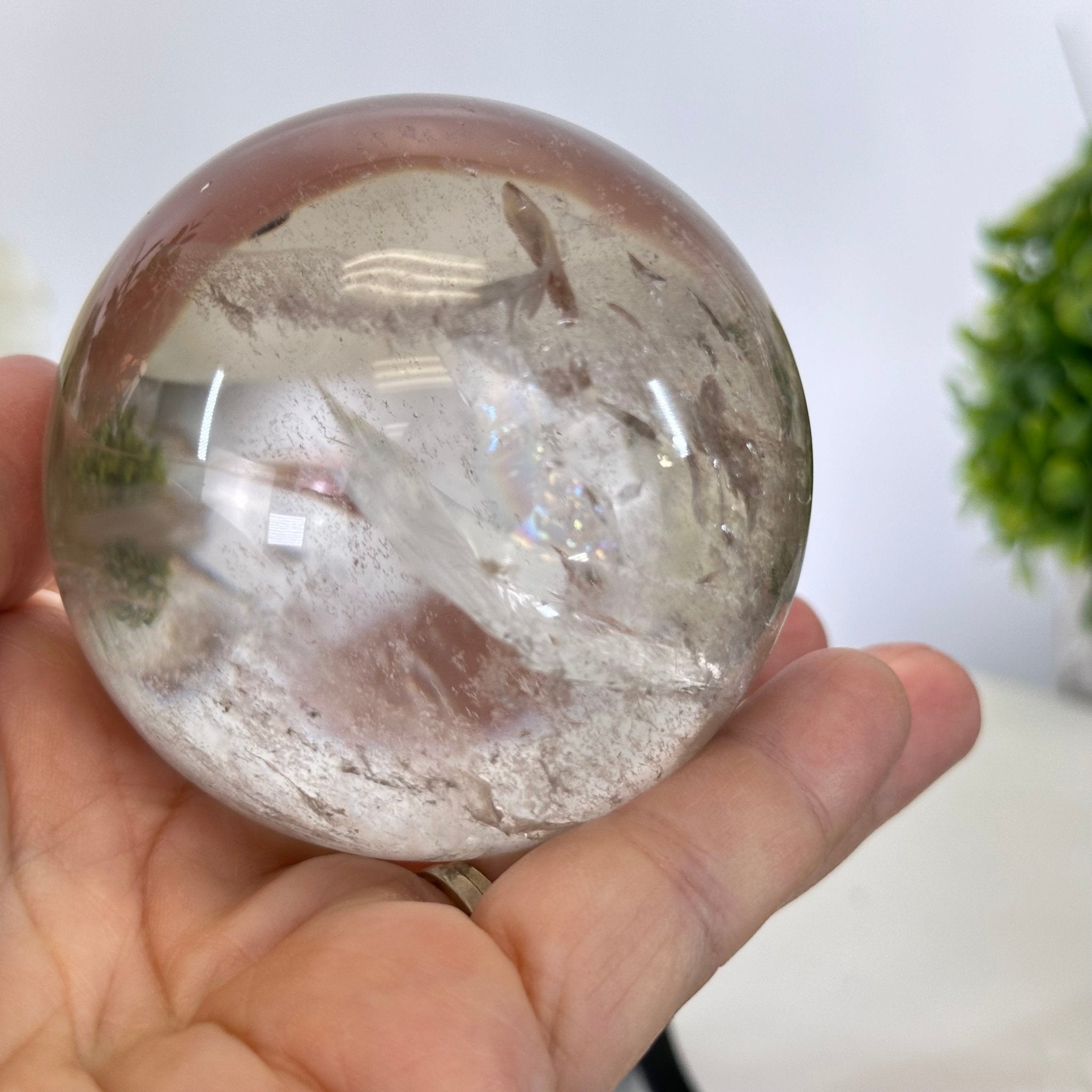 Super Quality Smoky Quartz Sphere on a Metal Stand 1 lb & 5.4" Tall #5636 - 0002 - Brazil GemsBrazil GemsSuper Quality Smoky Quartz Sphere on a Metal Stand 1 lb & 5.4" Tall #5636 - 0002Spheres5636 - 0002