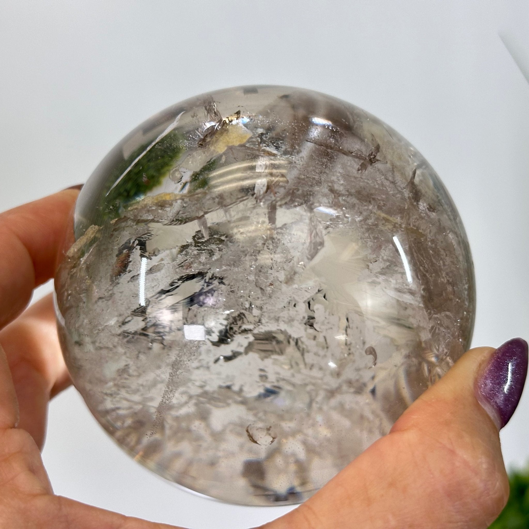 Super Quality Smoky Quartz Sphere on a Metal Stand, 1.8 lbs & 7.1" Tall #5636 - 0005 - Brazil GemsBrazil GemsSuper Quality Smoky Quartz Sphere on a Metal Stand, 1.8 lbs & 7.1" Tall #5636 - 0005Spheres5636 - 0005