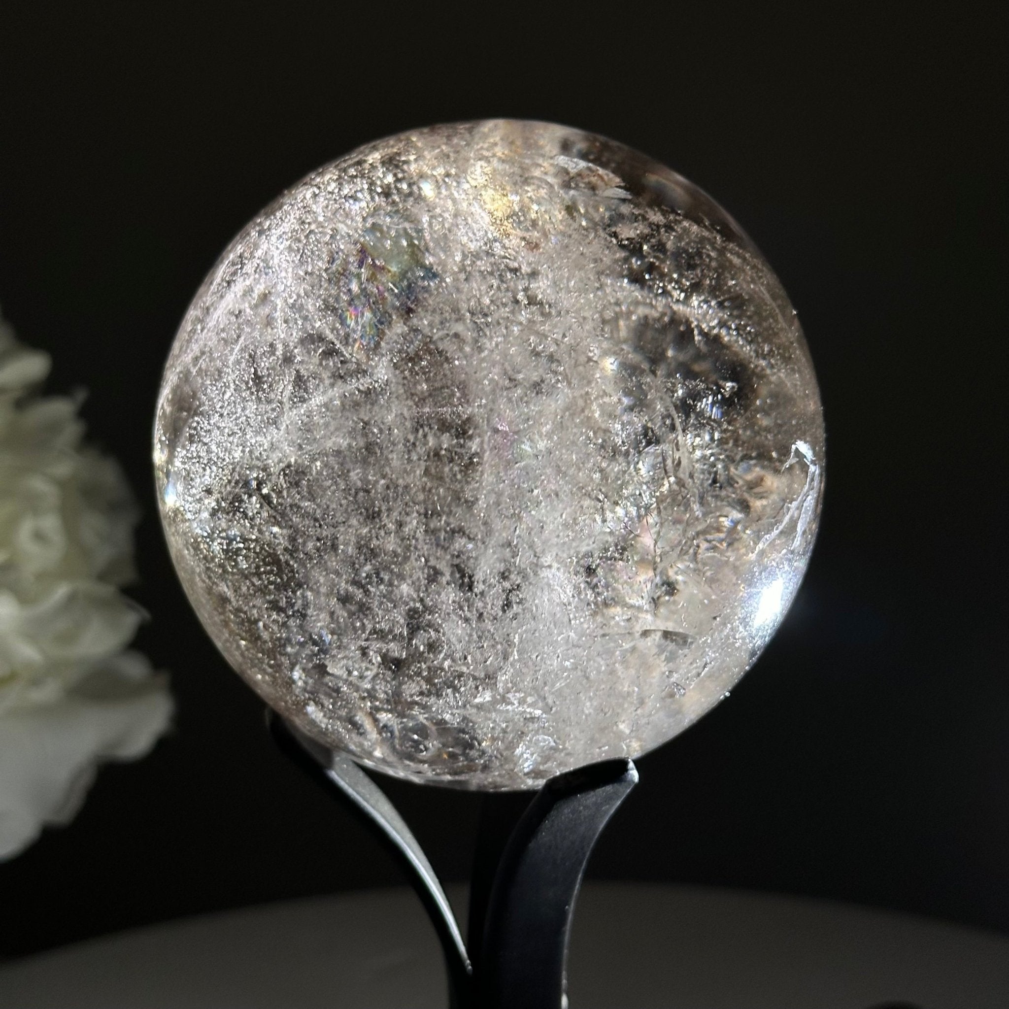 Super Quality Smoky Quartz Sphere on a Metal Stand, 1.9 lbs & 7.1" Tall #5636 - 0006 - Brazil GemsBrazil GemsSuper Quality Smoky Quartz Sphere on a Metal Stand, 1.9 lbs & 7.1" Tall #5636 - 0006Spheres5636 - 0006