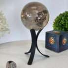 Super Quality Smoky Quartz Sphere on a Metal Stand, 1.9 lbs & 7.1" Tall #5636 - 0006 - Brazil GemsBrazil GemsSuper Quality Smoky Quartz Sphere on a Metal Stand, 1.9 lbs & 7.1" Tall #5636 - 0006Spheres5636 - 0006