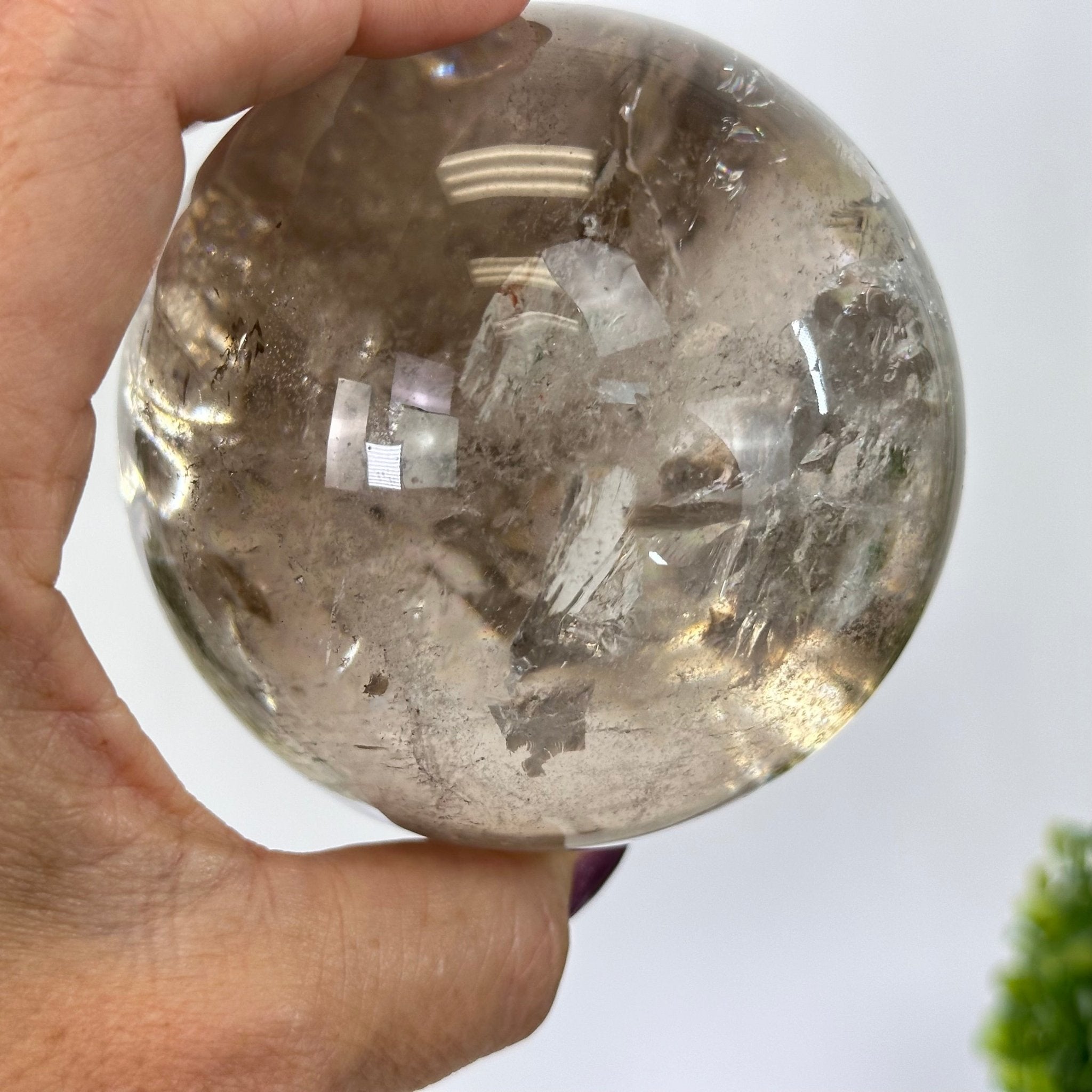 Super Quality Smoky Quartz Sphere on a Metal Stand, 1.9 lbs & 7.1" Tall #5636 - 0006 - Brazil GemsBrazil GemsSuper Quality Smoky Quartz Sphere on a Metal Stand, 1.9 lbs & 7.1" Tall #5636 - 0006Spheres5636 - 0006