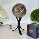 Super Quality Smoky Quartz Sphere on a Metal Stand, 2.2 lbs & 7.4" Tall #5636 - 0007 - Brazil GemsBrazil GemsSuper Quality Smoky Quartz Sphere on a Metal Stand, 2.2 lbs & 7.4" Tall #5636 - 0007Spheres5636 - 0007