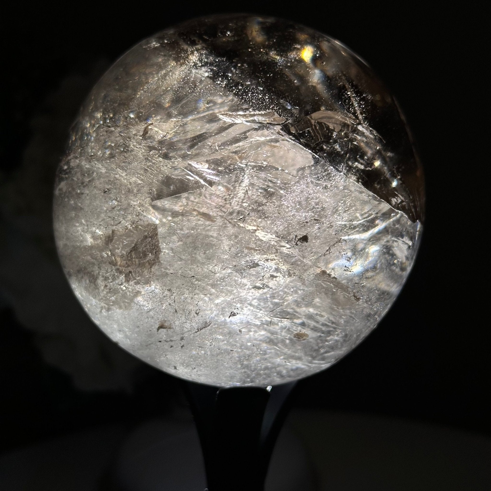 Super Quality Smoky Quartz Sphere on a Metal Stand, 2.2 lbs & 7.4" Tall #5636 - 0007 - Brazil GemsBrazil GemsSuper Quality Smoky Quartz Sphere on a Metal Stand, 2.2 lbs & 7.4" Tall #5636 - 0007Spheres5636 - 0007