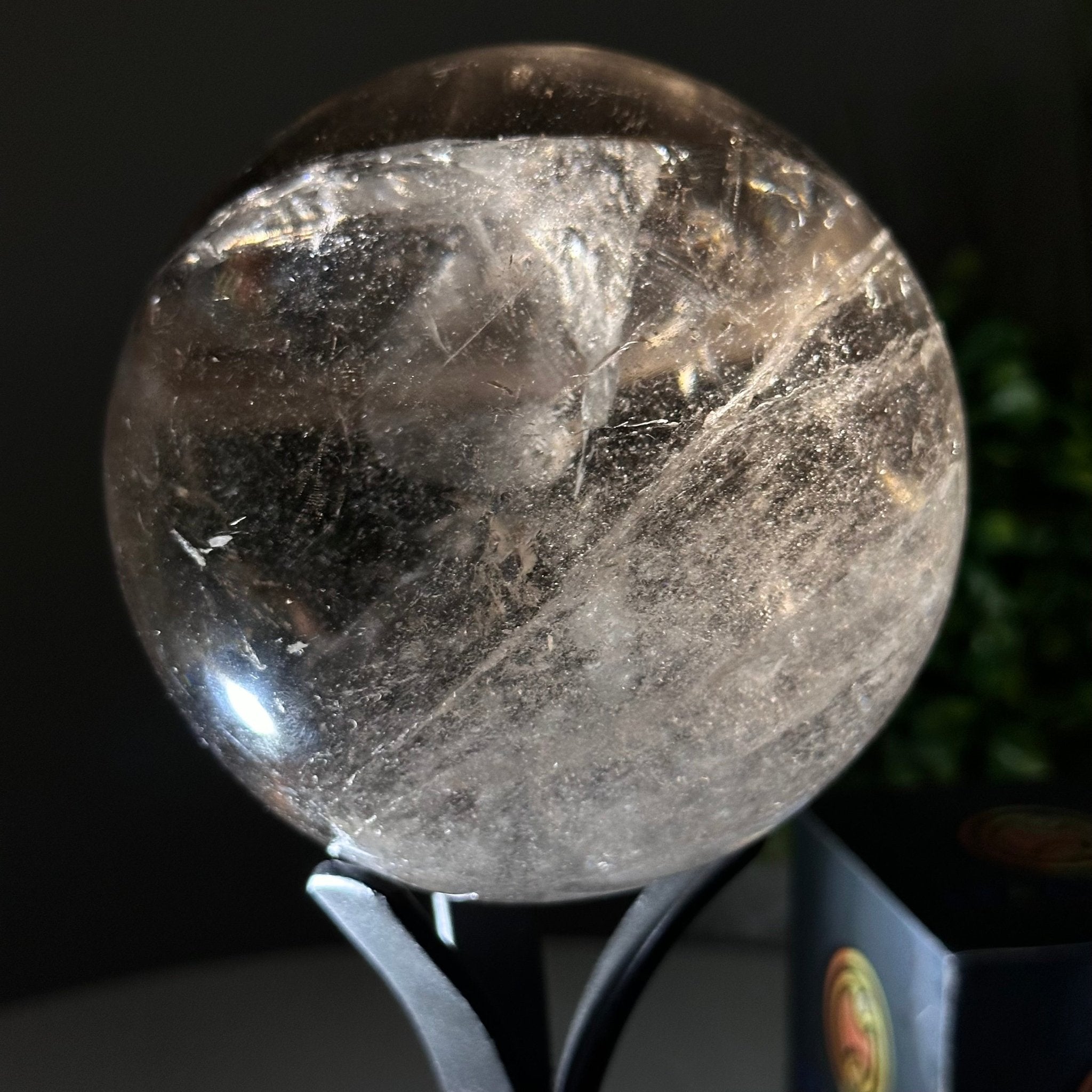 Super Quality Smoky Quartz Sphere on a Metal Stand, 2.2 lbs & 7.4" Tall #5636 - 0007 - Brazil GemsBrazil GemsSuper Quality Smoky Quartz Sphere on a Metal Stand, 2.2 lbs & 7.4" Tall #5636 - 0007Spheres5636 - 0007