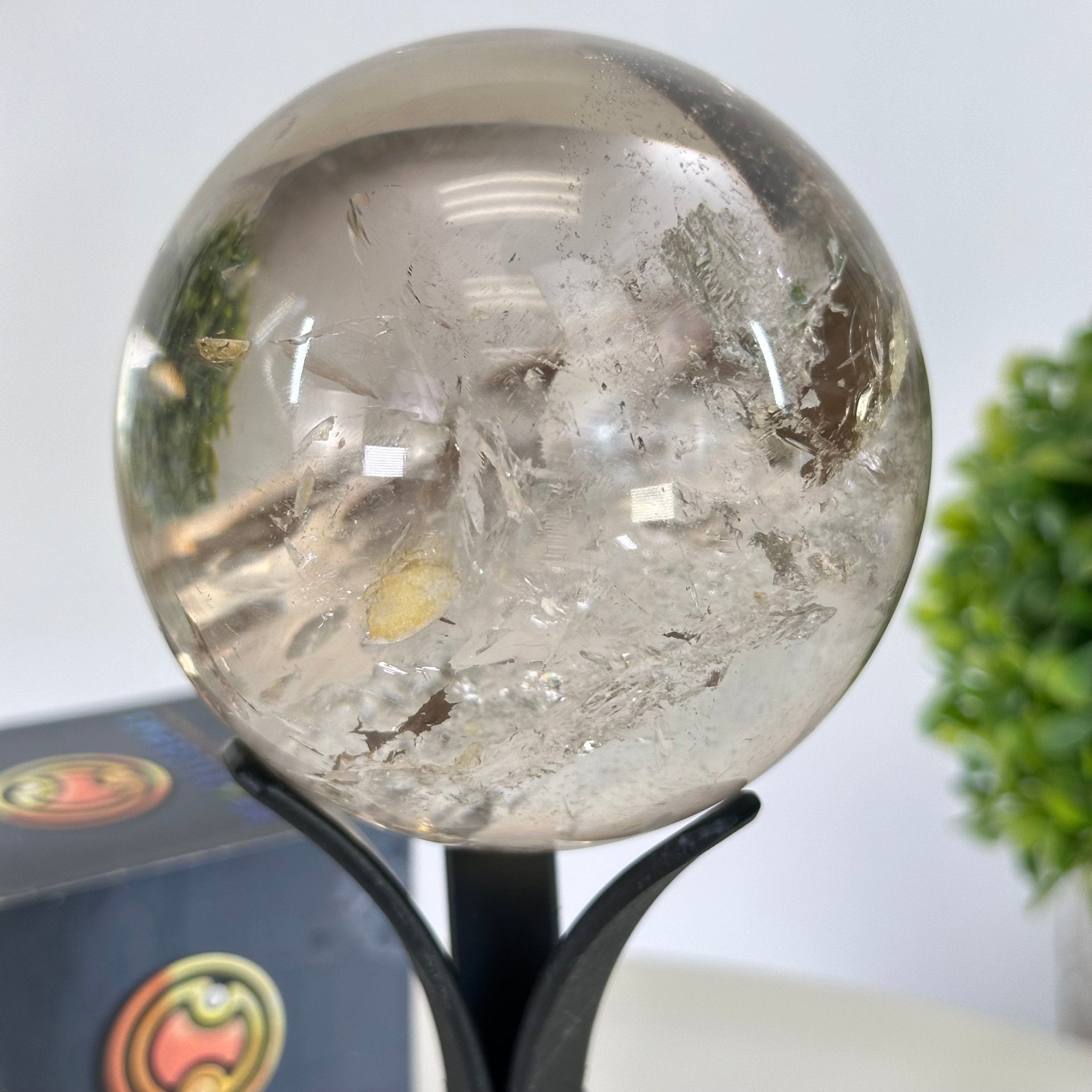 Super Quality Smoky Quartz Sphere on a Metal Stand, 3.1 lbs & 6.8" Tall #5636 - 0004 - Brazil GemsBrazil GemsSuper Quality Smoky Quartz Sphere on a Metal Stand, 3.1 lbs & 6.8" Tall #5636 - 0004Spheres5636 - 0004