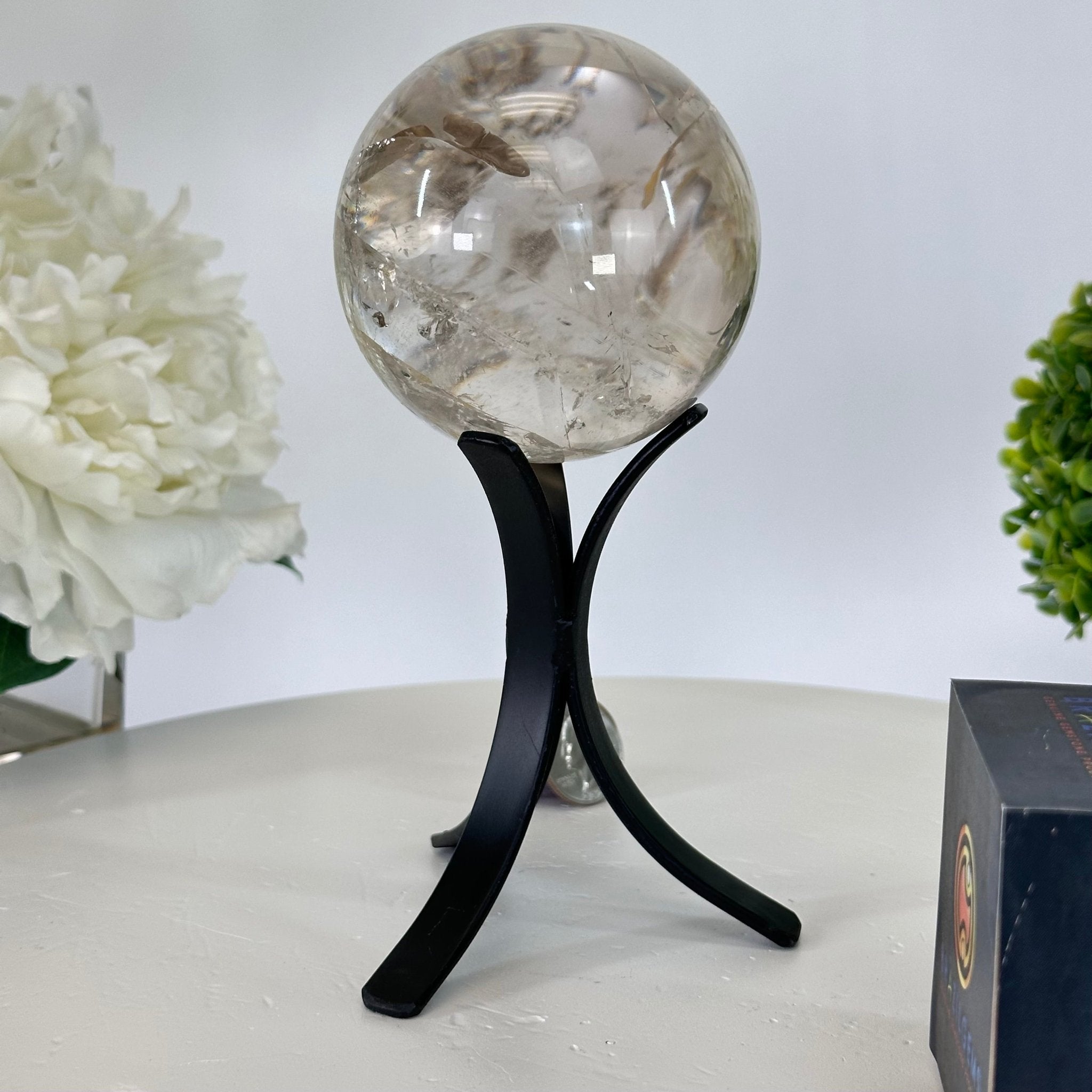 Super Quality Smoky Quartz Sphere on a Metal Stand, 3.1 lbs & 6.8" Tall #5636 - 0004 - Brazil GemsBrazil GemsSuper Quality Smoky Quartz Sphere on a Metal Stand, 3.1 lbs & 6.8" Tall #5636 - 0004Spheres5636 - 0004