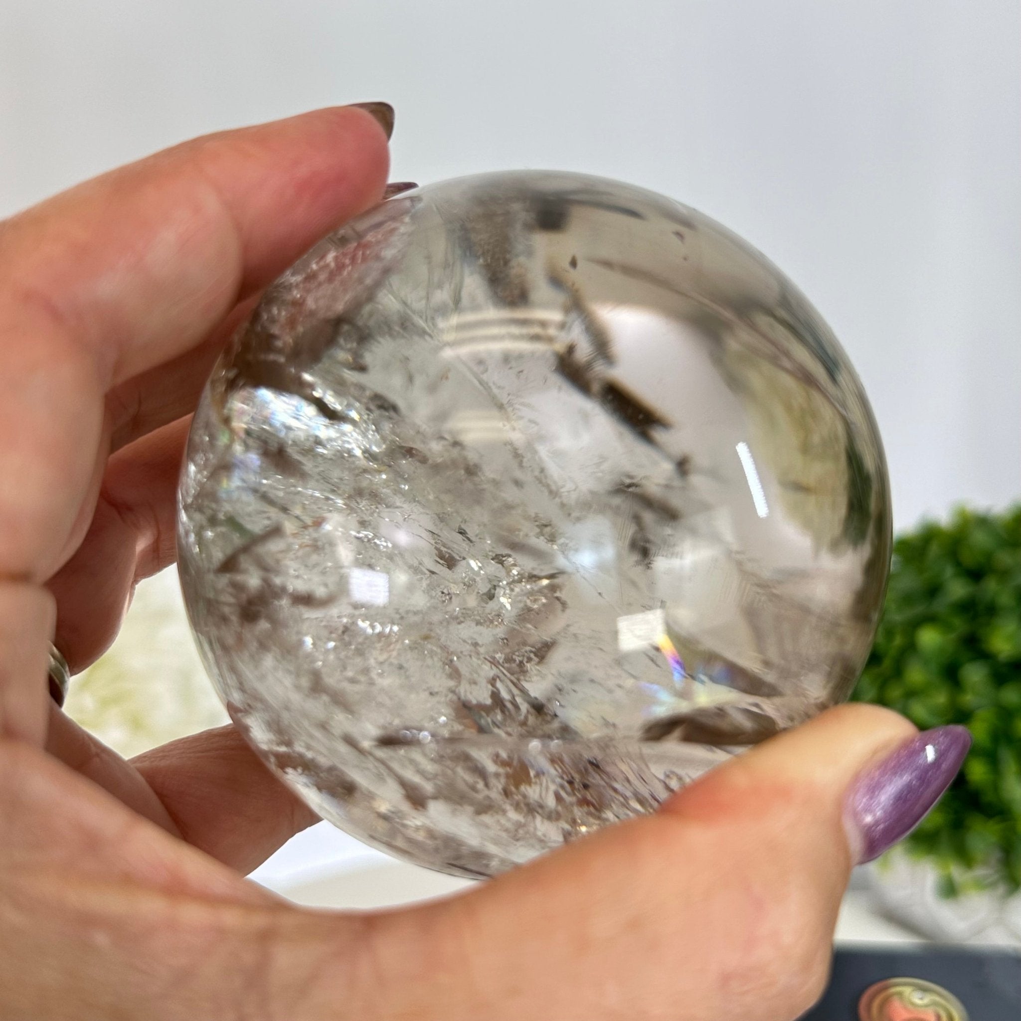 Super Quality Smoky Quartz Sphere on a Metal Stand, 3.1 lbs & 6.8" Tall #5636 - 0004 - Brazil GemsBrazil GemsSuper Quality Smoky Quartz Sphere on a Metal Stand, 3.1 lbs & 6.8" Tall #5636 - 0004Spheres5636 - 0004