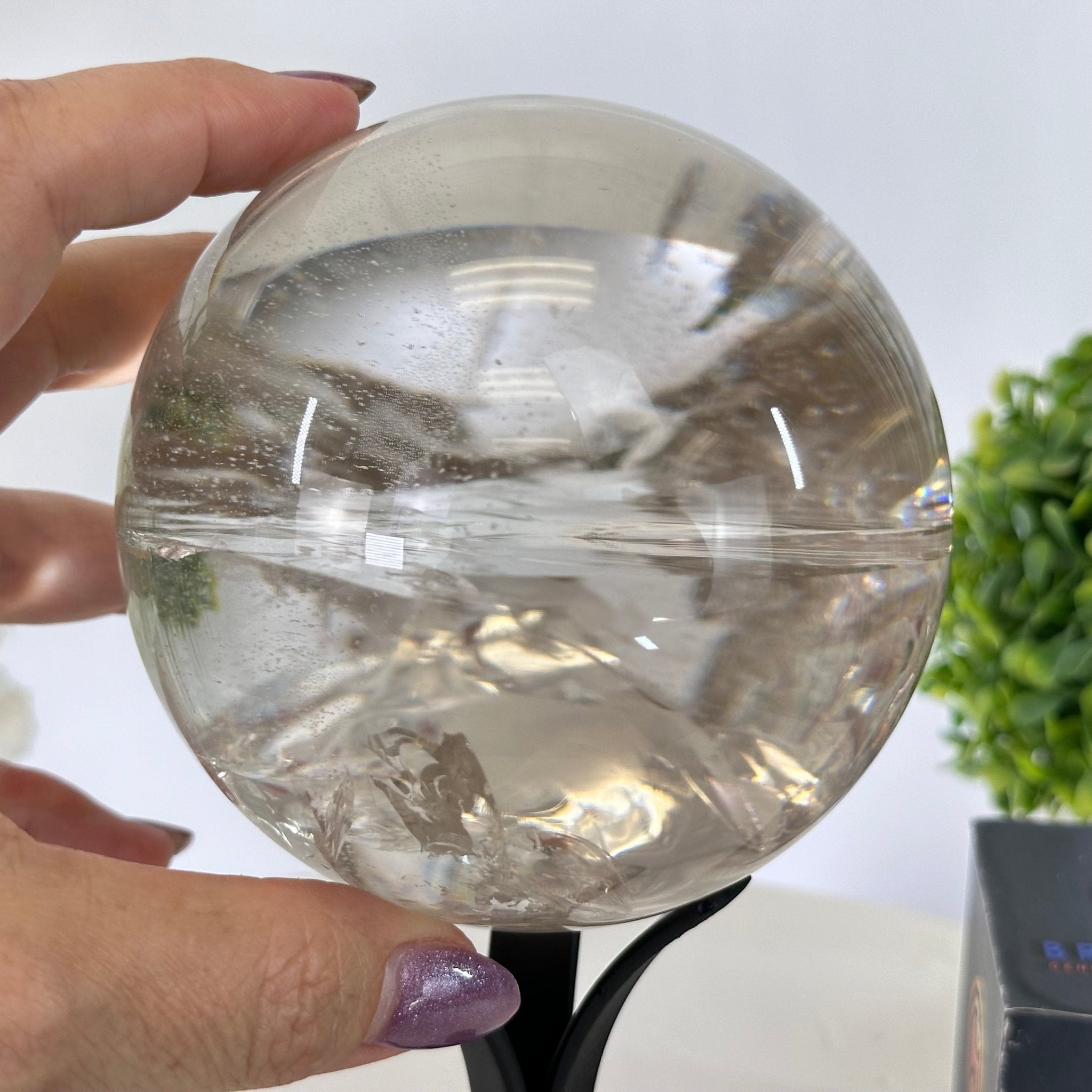 Super Quality Smoky Quartz Sphere on Metal Stand 3 lbs & 7.7" Tall #5636 - 0008 - Brazil GemsBrazil GemsSuper Quality Smoky Quartz Sphere on Metal Stand 3 lbs & 7.7" Tall #5636 - 0008Spheres5636 - 0008