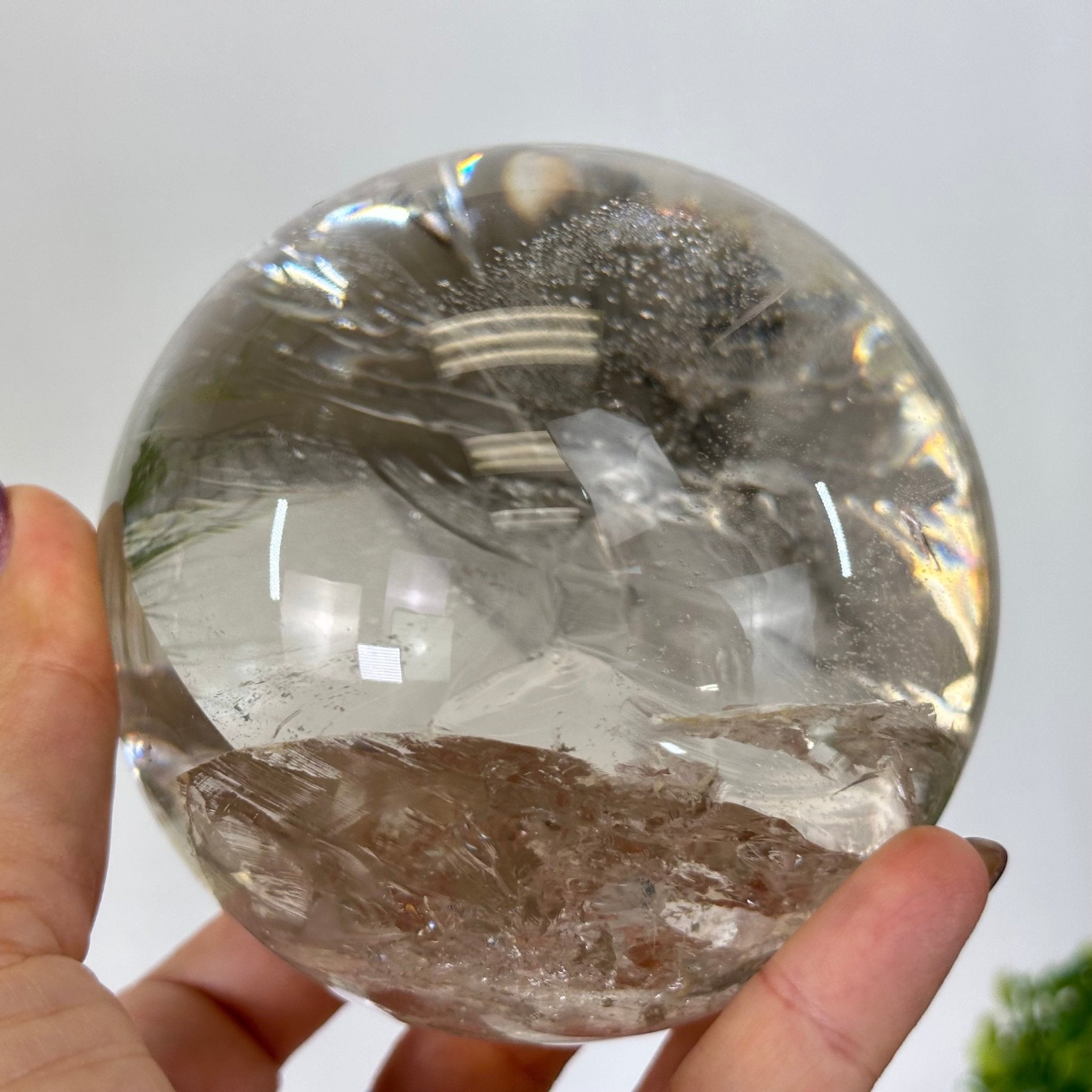 Super Quality Smoky Quartz Sphere on Metal Stand 3 lbs & 7.7" Tall #5636 - 0008 - Brazil GemsBrazil GemsSuper Quality Smoky Quartz Sphere on Metal Stand 3 lbs & 7.7" Tall #5636 - 0008Spheres5636 - 0008