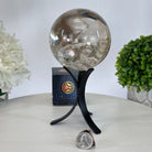 Super Quality Smoky Quartz Sphere on Metal Stand 3 lbs & 7.7" Tall #5636 - 0008 - Brazil GemsBrazil GemsSuper Quality Smoky Quartz Sphere on Metal Stand 3 lbs & 7.7" Tall #5636 - 0008Spheres5636 - 0008