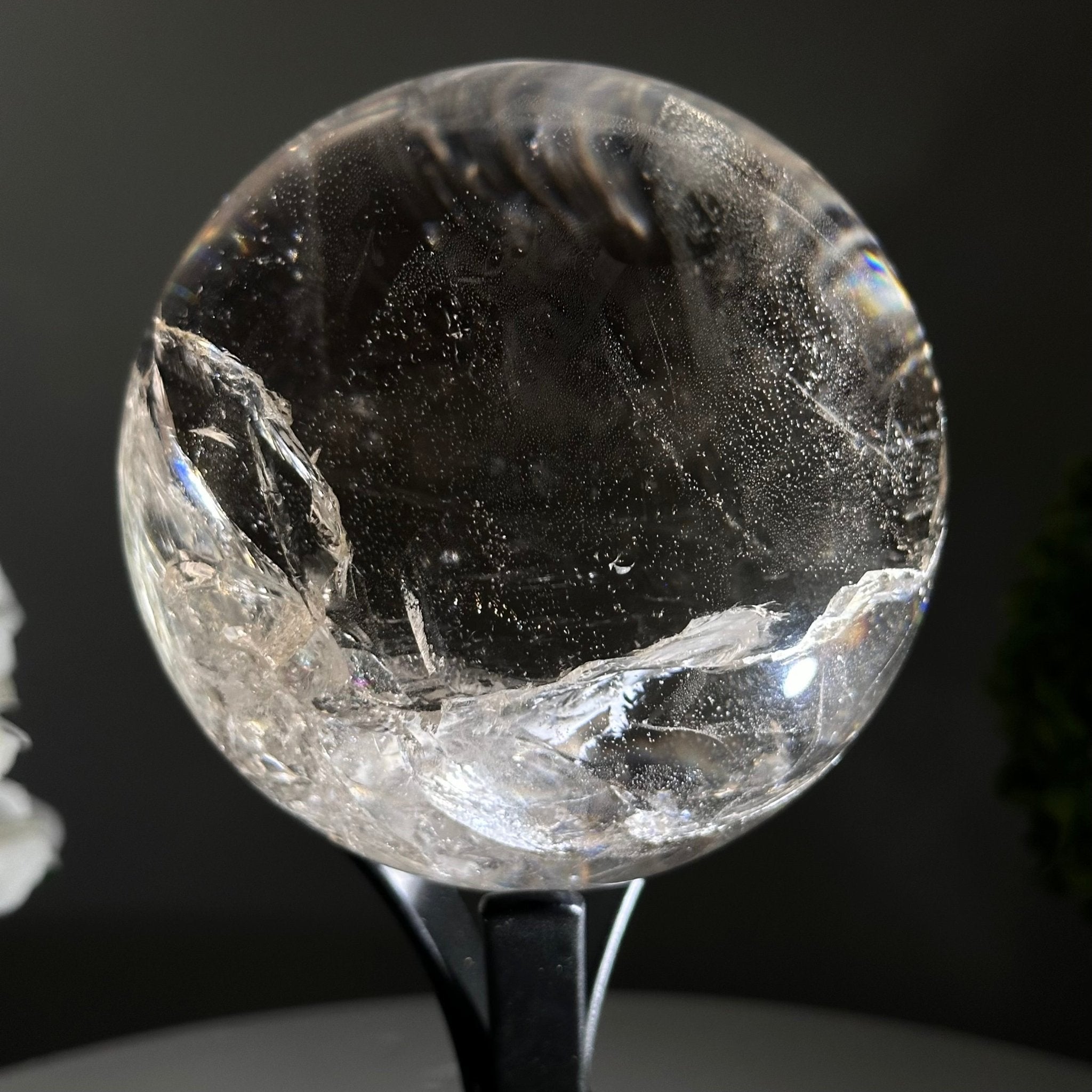 Super Quality Smoky Quartz Sphere on Metal Stand 3 lbs & 7.7" Tall #5636 - 0008 - Brazil GemsBrazil GemsSuper Quality Smoky Quartz Sphere on Metal Stand 3 lbs & 7.7" Tall #5636 - 0008Spheres5636 - 0008