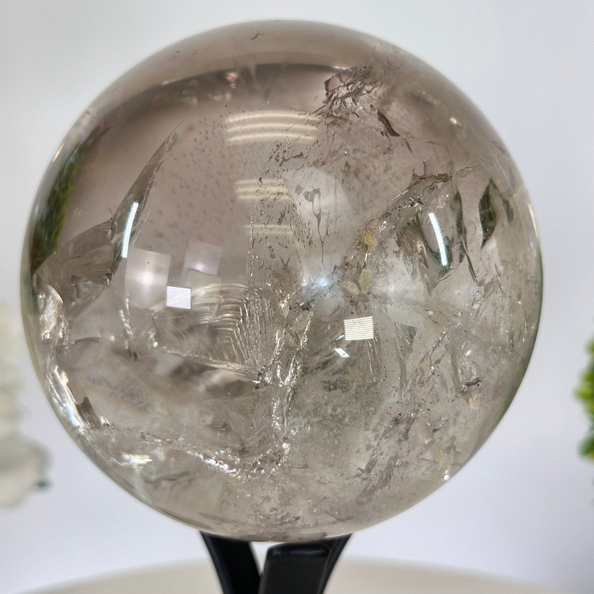 Super Quality Smoky Quartz Sphere on Metal Stand 3.3 lbs & 7.9" Tall #5636 - 0009 - Brazil GemsBrazil GemsSuper Quality Smoky Quartz Sphere on Metal Stand 3.3 lbs & 7.9" Tall #5636 - 0009Spheres5636 - 0009