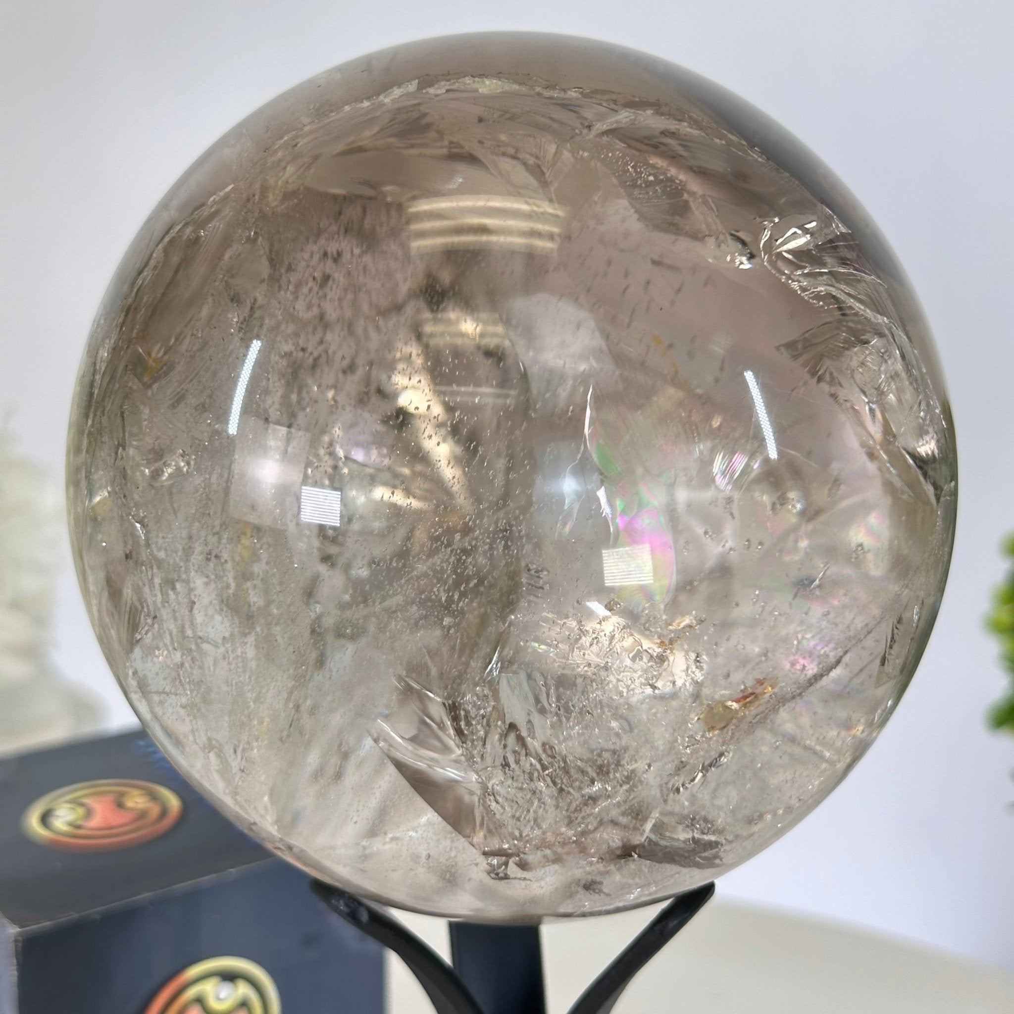 Super Quality Smoky Quartz Sphere on Metal Stand 3.3 lbs & 7.9" Tall #5636 - 0009 - Brazil GemsBrazil GemsSuper Quality Smoky Quartz Sphere on Metal Stand 3.3 lbs & 7.9" Tall #5636 - 0009Spheres5636 - 0009