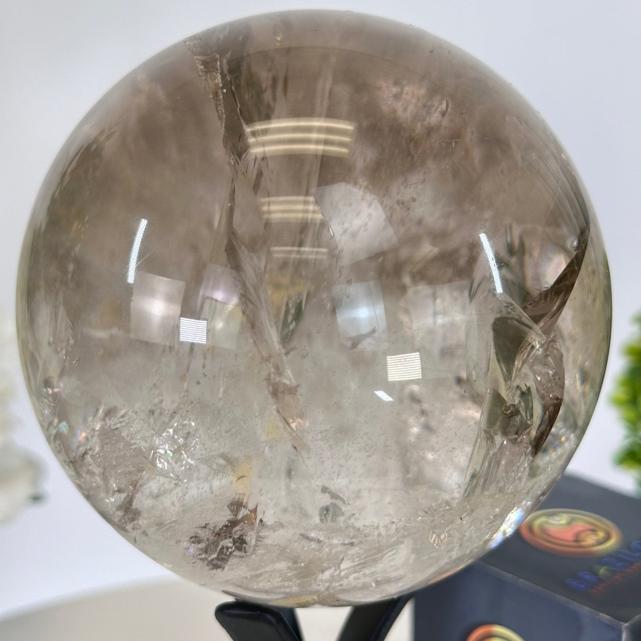 Super Quality Smoky Quartz Sphere on Metal Stand 3.3 lbs & 7.9" Tall #5636 - 0009 - Brazil GemsBrazil GemsSuper Quality Smoky Quartz Sphere on Metal Stand 3.3 lbs & 7.9" Tall #5636 - 0009Spheres5636 - 0009