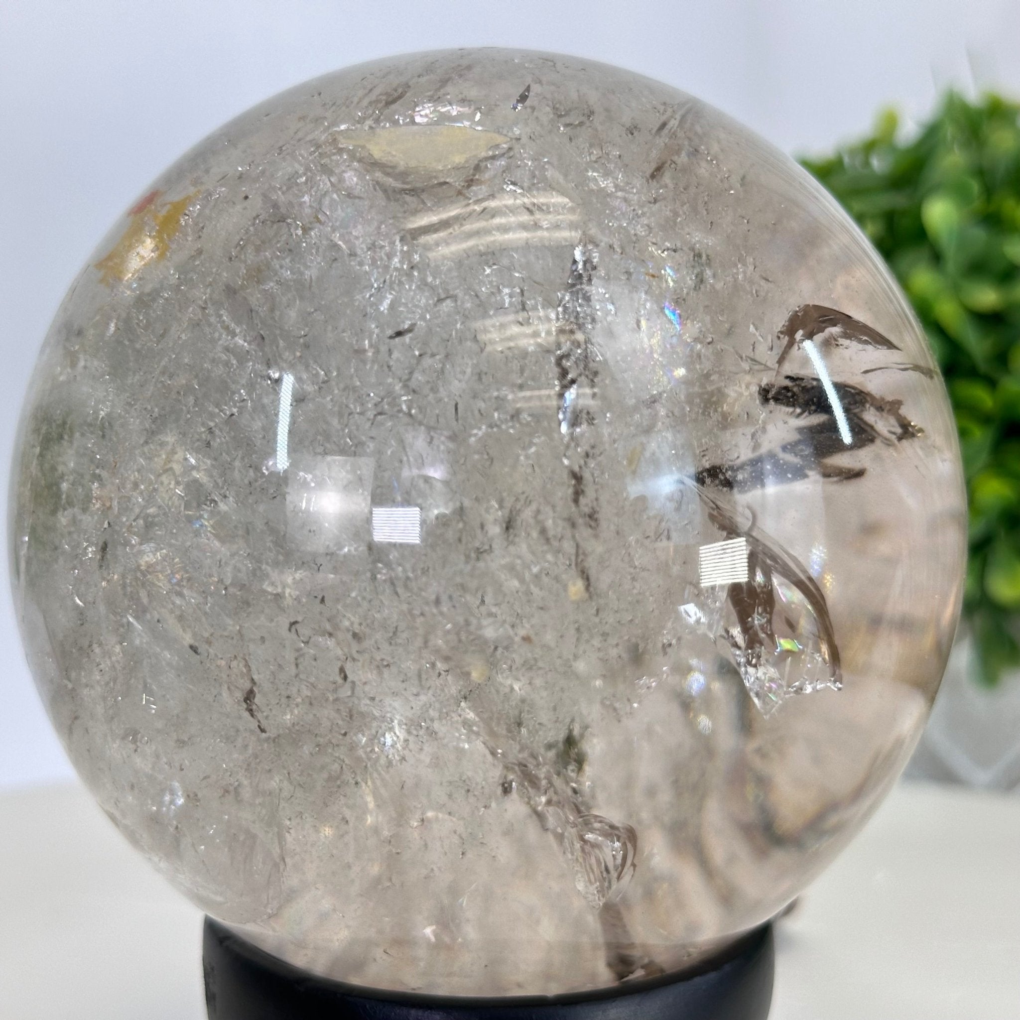 Super Quality Smoky Quartz Sphere on Wood Base 3.3 lbs & 4.9" Tall #5636 - 0010 - Brazil GemsBrazil GemsSuper Quality Smoky Quartz Sphere on Wood Base 3.3 lbs & 4.9" Tall #5636 - 0010Spheres5636 - 0010