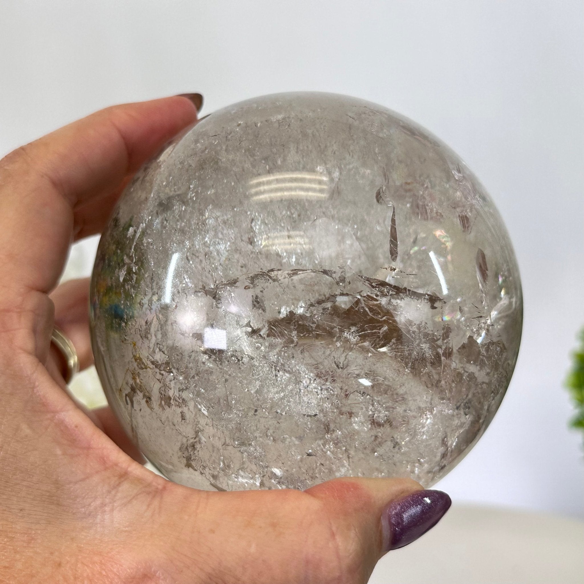 Super Quality Smoky Quartz Sphere on Wood Base 3.3 lbs & 4.9" Tall #5636 - 0010 - Brazil GemsBrazil GemsSuper Quality Smoky Quartz Sphere on Wood Base 3.3 lbs & 4.9" Tall #5636 - 0010Spheres5636 - 0010