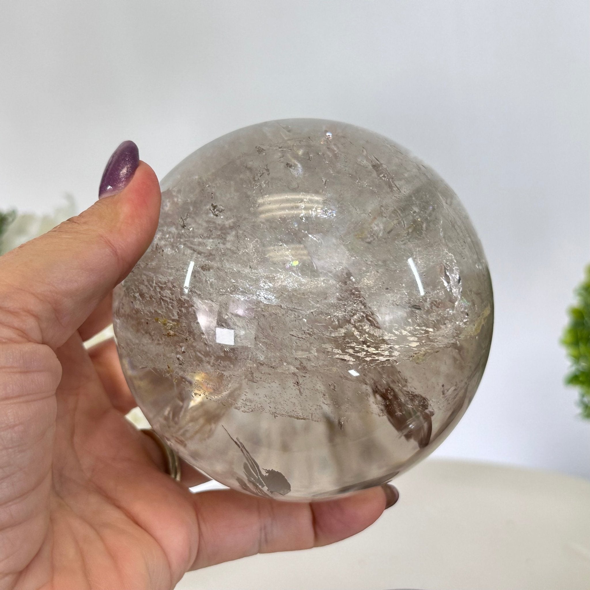 Super Quality Smoky Quartz Sphere on Wood Base 3.3 lbs & 4.9" Tall #5636 - 0010 - Brazil GemsBrazil GemsSuper Quality Smoky Quartz Sphere on Wood Base 3.3 lbs & 4.9" Tall #5636 - 0010Spheres5636 - 0010