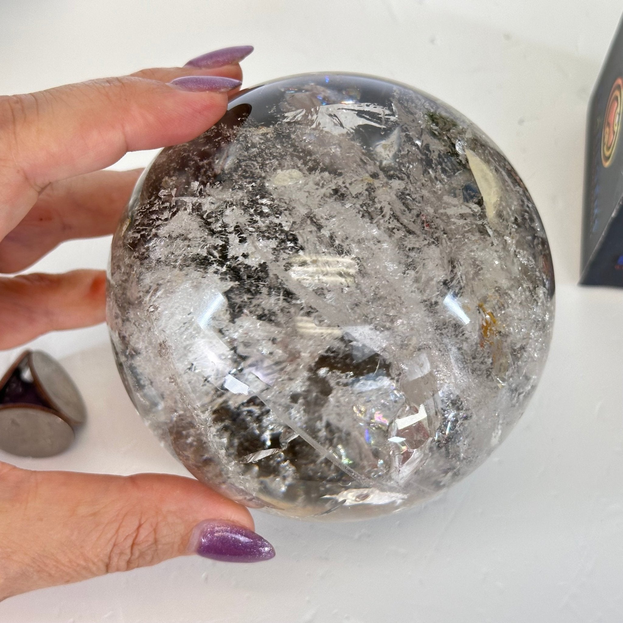 Super Quality Smoky Quartz Sphere on Wood Base 3.3 lbs & 4.9" Tall #5636 - 0010 - Brazil GemsBrazil GemsSuper Quality Smoky Quartz Sphere on Wood Base 3.3 lbs & 4.9" Tall #5636 - 0010Spheres5636 - 0010