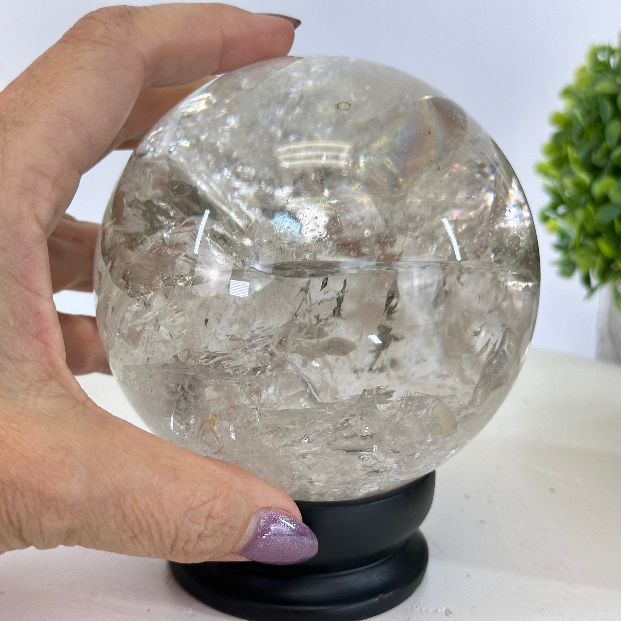 Super Quality Smoky Quartz Sphere on Wood Base 3.4 lbs & 5" Tall #5636 - 0011 - Brazil GemsBrazil GemsSuper Quality Smoky Quartz Sphere on Wood Base 3.4 lbs & 5" Tall #5636 - 0011Spheres5636 - 0011