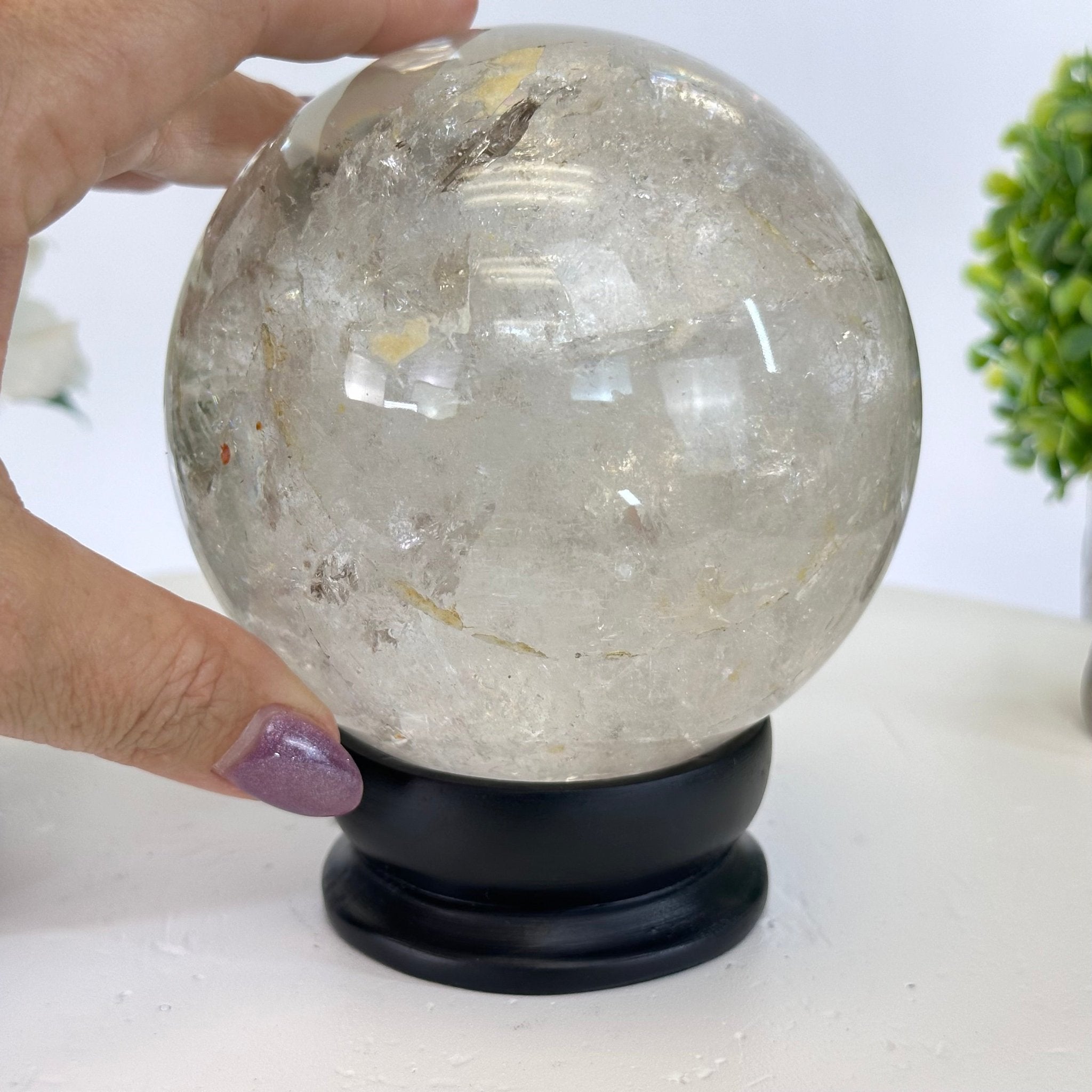 Super Quality Smoky Quartz Sphere on Wood Base 3.4 lbs & 5" Tall #5636 - 0011 - Brazil GemsBrazil GemsSuper Quality Smoky Quartz Sphere on Wood Base 3.4 lbs & 5" Tall #5636 - 0011Spheres5636 - 0011