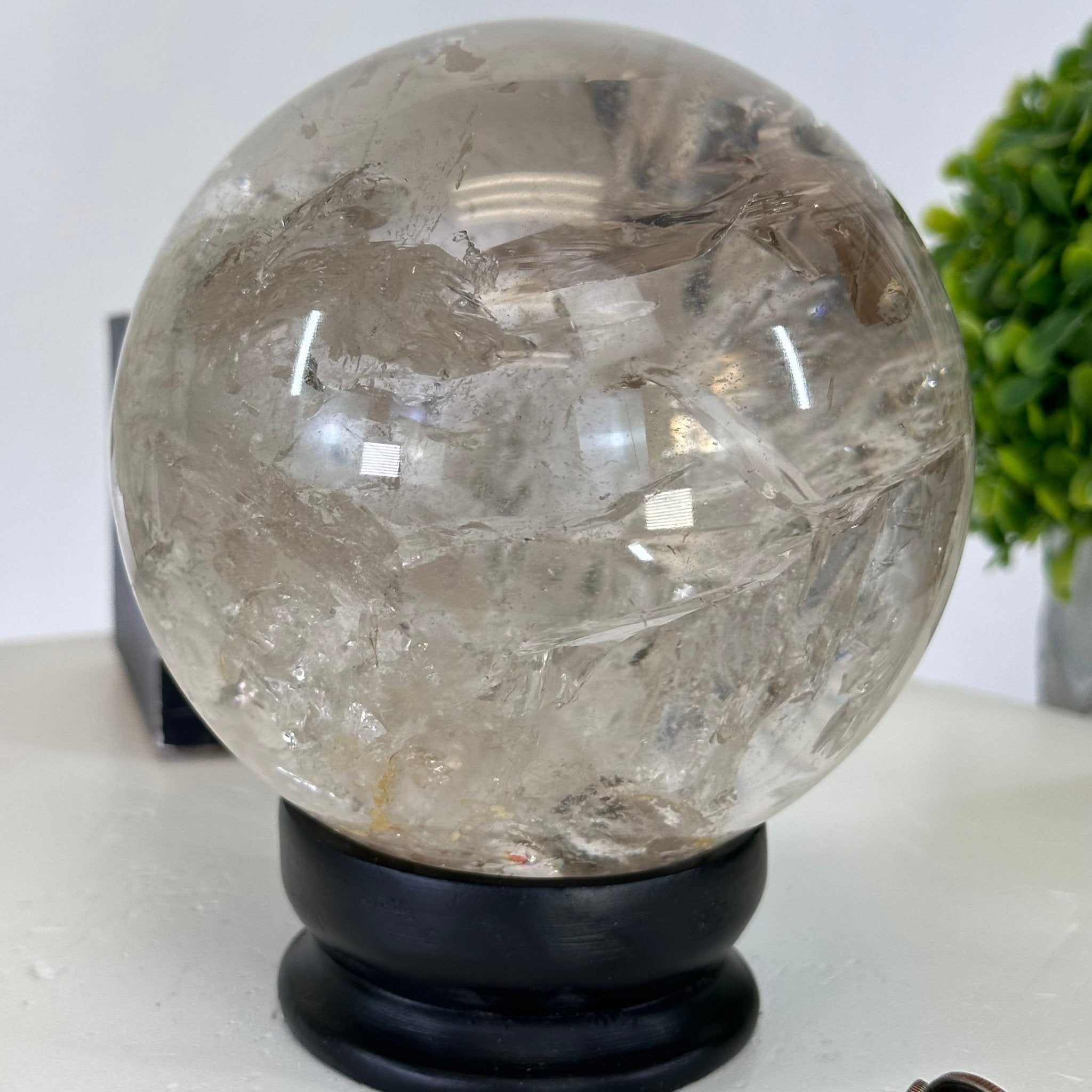 Super Quality Smoky Quartz Sphere on Wood Base 4 lbs & 5.2" Tall #5636 - 0012 - Brazil GemsBrazil GemsSuper Quality Smoky Quartz Sphere on Wood Base 4 lbs & 5.2" Tall #5636 - 0012Spheres5636 - 0012