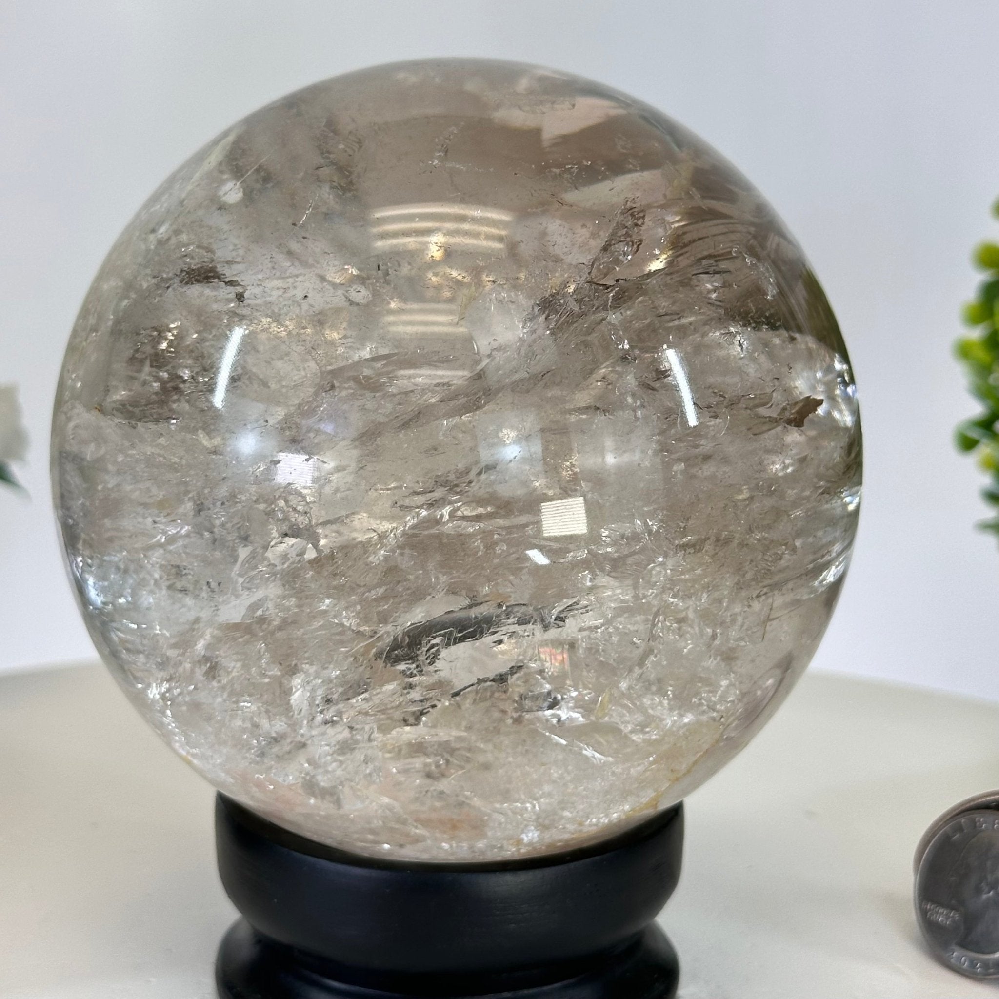 Super Quality Smoky Quartz Sphere on Wood Base 4 lbs & 5.2" Tall #5636 - 0012 - Brazil GemsBrazil GemsSuper Quality Smoky Quartz Sphere on Wood Base 4 lbs & 5.2" Tall #5636 - 0012Spheres5636 - 0012