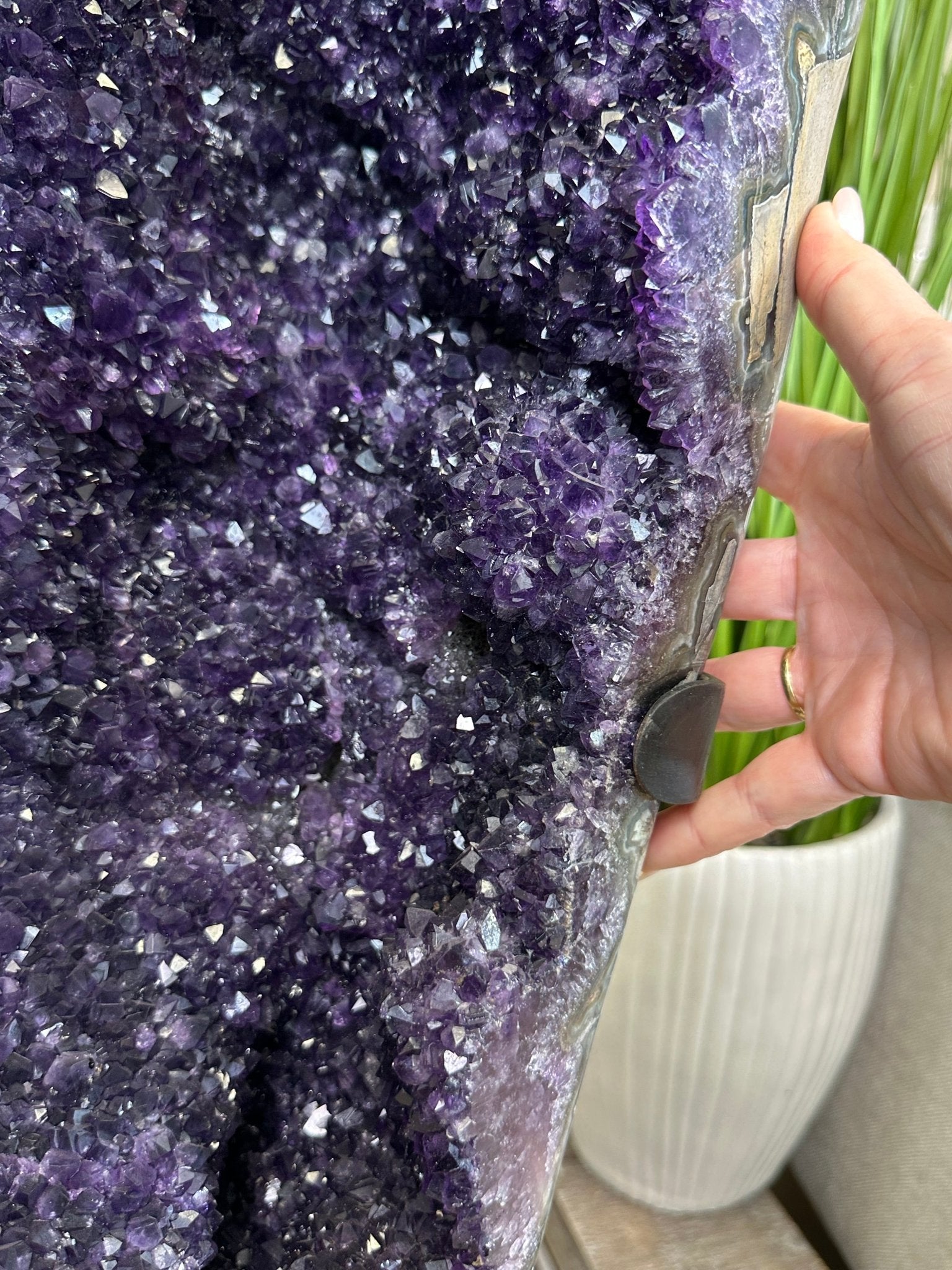 Super Quality Uruguayan Amethyst Cluster on a Metal Base, 169.8 lbs & 48.9" Tall, #5491 - 0250 - Brazil GemsBrazil GemsSuper Quality Uruguayan Amethyst Cluster on a Metal Base, 169.8 lbs & 48.9" Tall, #5491 - 0250Clusters on Fixed Bases5491 - 0250