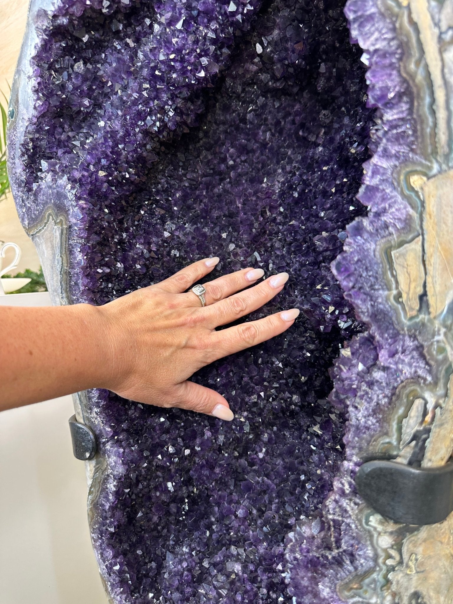 Super Quality Uruguayan Amethyst Cluster on a Metal Base, 169.8 lbs & 48.9" Tall, #5491 - 0250 - Brazil GemsBrazil GemsSuper Quality Uruguayan Amethyst Cluster on a Metal Base, 169.8 lbs & 48.9" Tall, #5491 - 0250Clusters on Fixed Bases5491 - 0250