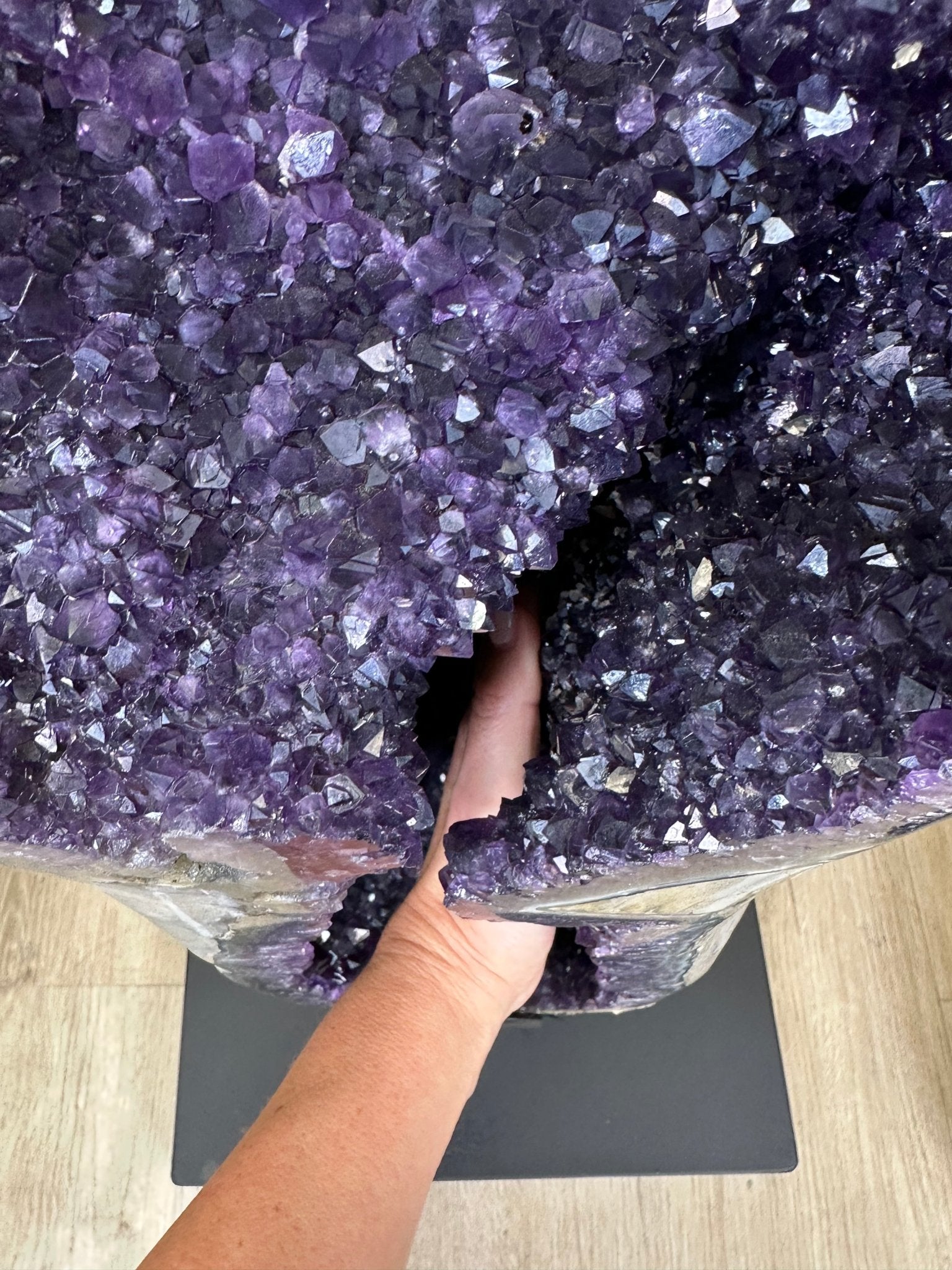 Super Quality Uruguayan Amethyst Cluster on a Metal Base, 169.8 lbs & 48.9" Tall, #5491 - 0250 - Brazil GemsBrazil GemsSuper Quality Uruguayan Amethyst Cluster on a Metal Base, 169.8 lbs & 48.9" Tall, #5491 - 0250Clusters on Fixed Bases5491 - 0250