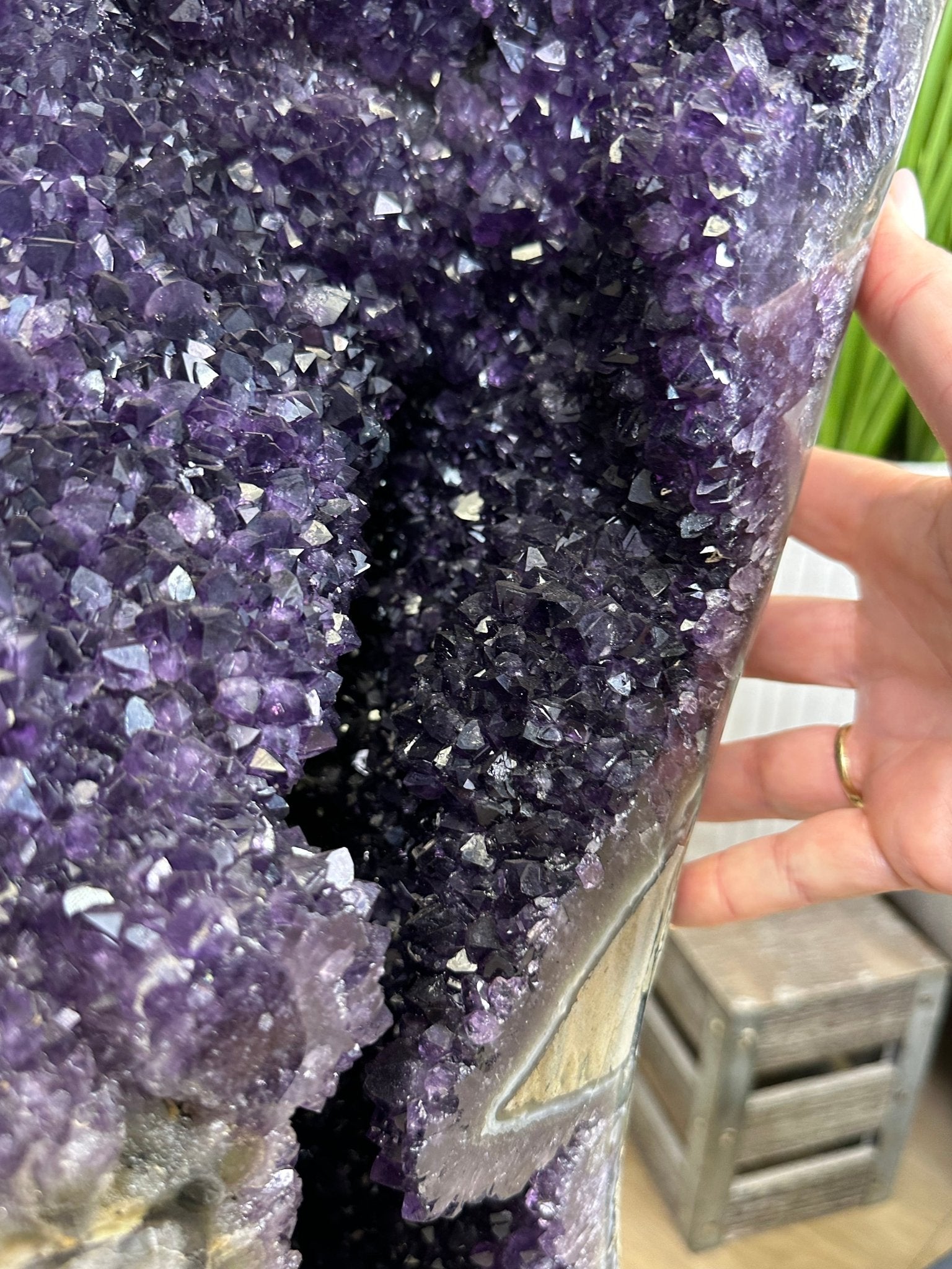 Super Quality Uruguayan Amethyst Cluster on a Metal Base, 169.8 lbs & 48.9" Tall, #5491 - 0250 - Brazil GemsBrazil GemsSuper Quality Uruguayan Amethyst Cluster on a Metal Base, 169.8 lbs & 48.9" Tall, #5491 - 0250Clusters on Fixed Bases5491 - 0250