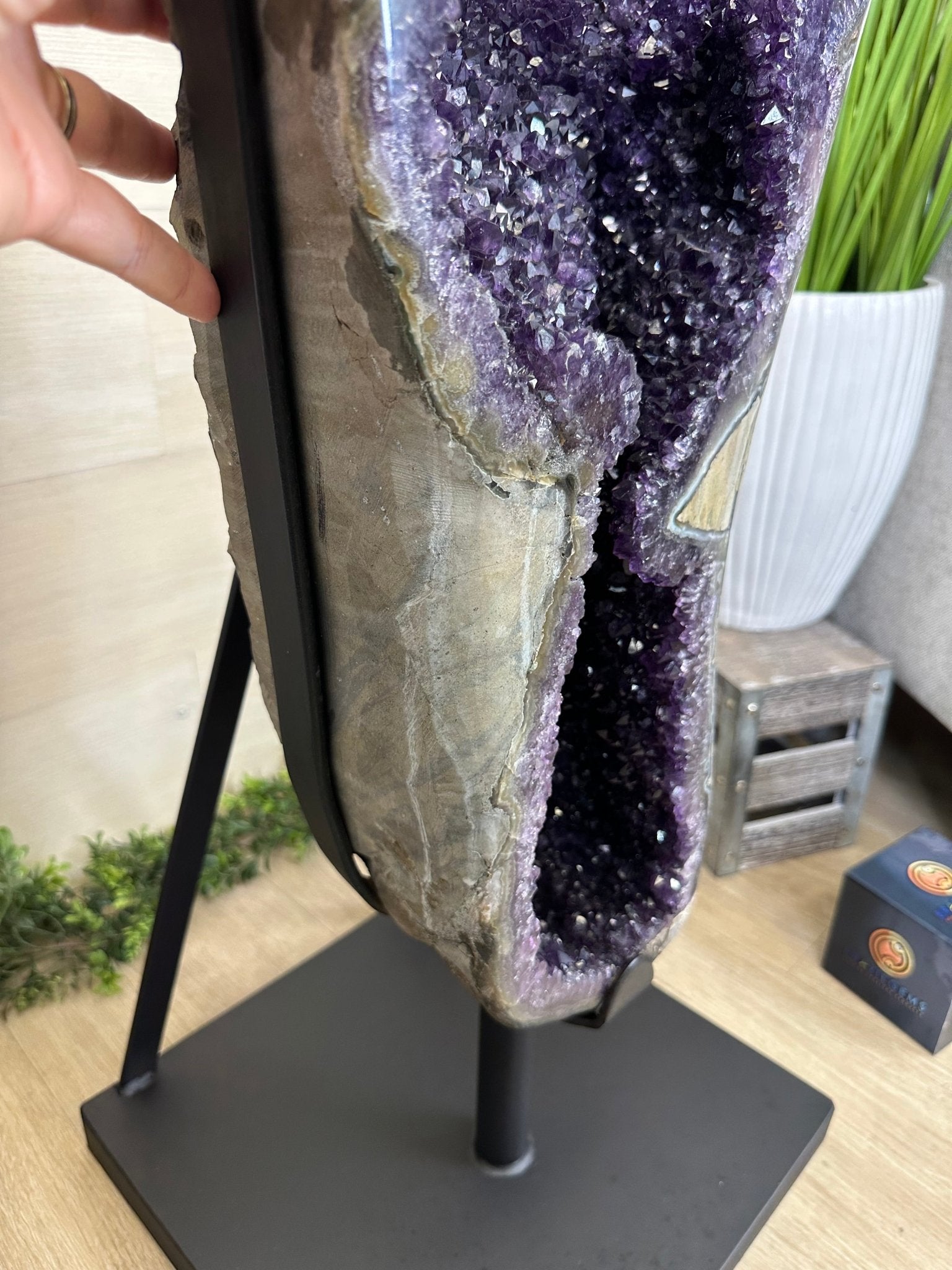 Super Quality Uruguayan Amethyst Cluster on a Metal Base, 169.8 lbs & 48.9" Tall, #5491 - 0250 - Brazil GemsBrazil GemsSuper Quality Uruguayan Amethyst Cluster on a Metal Base, 169.8 lbs & 48.9" Tall, #5491 - 0250Clusters on Fixed Bases5491 - 0250