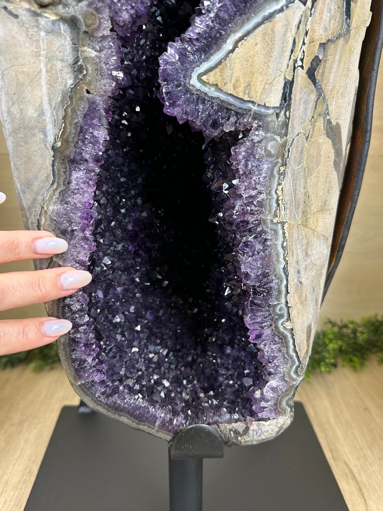 Super Quality Uruguayan Amethyst Cluster on a Metal Base, 169.8 lbs & 48.9" Tall, #5491 - 0250 - Brazil GemsBrazil GemsSuper Quality Uruguayan Amethyst Cluster on a Metal Base, 169.8 lbs & 48.9" Tall, #5491 - 0250Clusters on Fixed Bases5491 - 0250