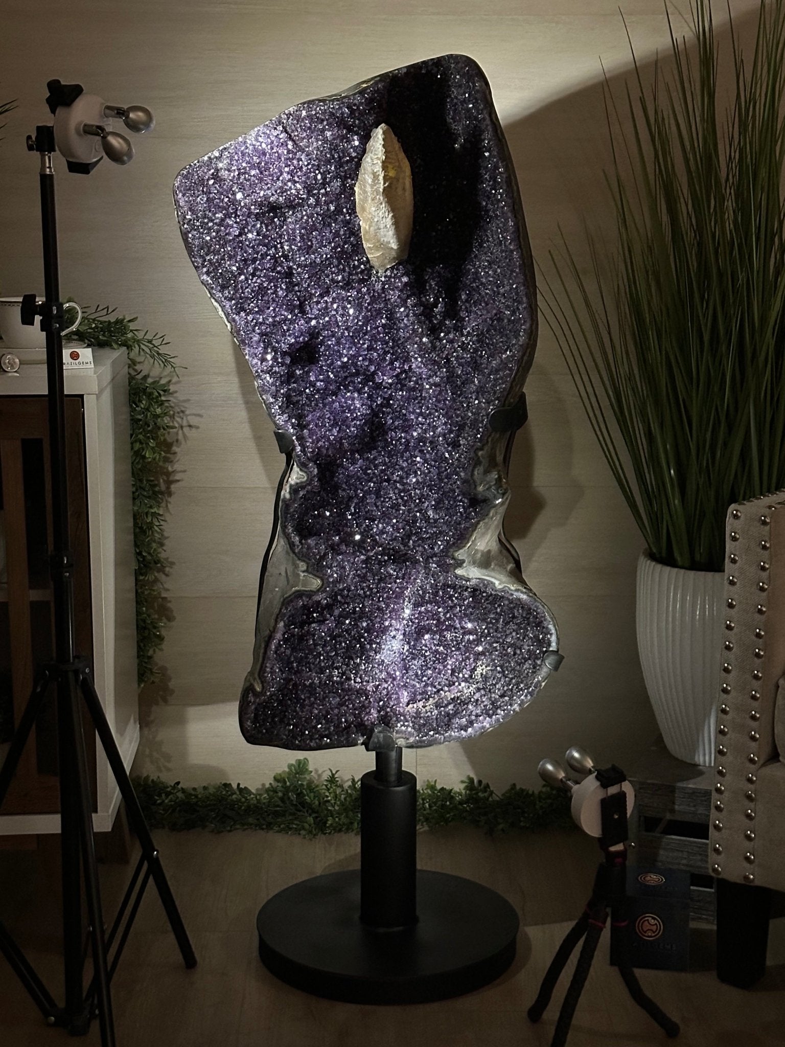 Super Quality Uruguayan Amethyst Cluster on Rotating Stand, 119.1 lbs & 46.7" Tall #5492 - 0034 - Brazil GemsBrazil GemsSuper Quality Uruguayan Amethyst Cluster on Rotating Stand, 119.1 lbs & 46.7" Tall #5492 - 0034Clusters on Rotating Bases5492 - 0034