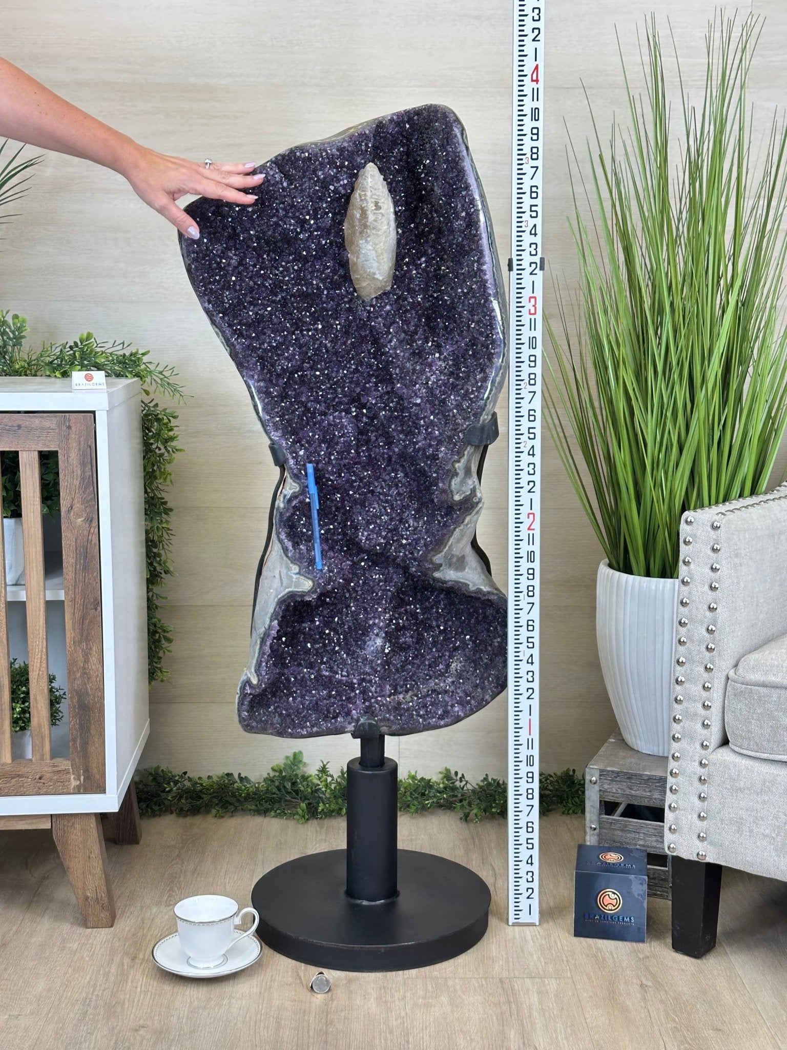 Super Quality Uruguayan Amethyst Cluster on Rotating Stand, 119.1 lbs & 46.7" Tall #5492 - 0034 - Brazil GemsBrazil GemsSuper Quality Uruguayan Amethyst Cluster on Rotating Stand, 119.1 lbs & 46.7" Tall #5492 - 0034Clusters on Rotating Bases5492 - 0034
