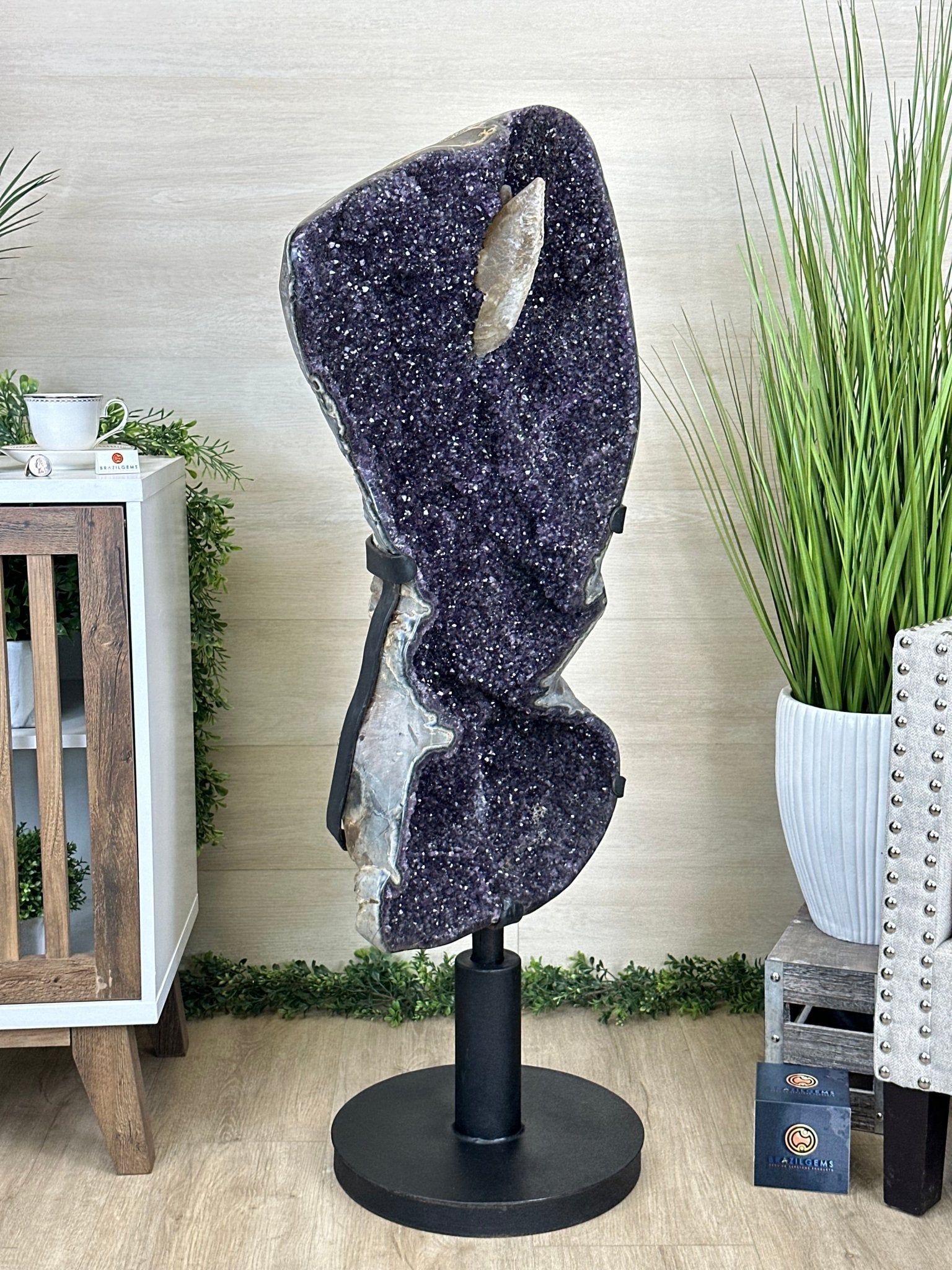 Super Quality Uruguayan Amethyst Cluster on Rotating Stand, 119.1 lbs & 46.7" Tall #5492 - 0034 - Brazil GemsBrazil GemsSuper Quality Uruguayan Amethyst Cluster on Rotating Stand, 119.1 lbs & 46.7" Tall #5492 - 0034Clusters on Rotating Bases5492 - 0034