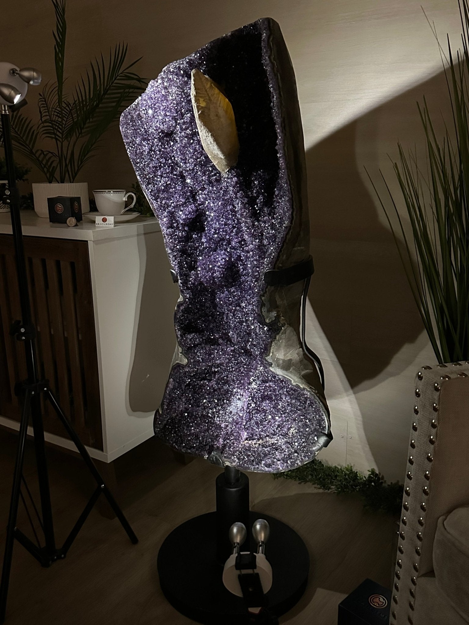 Super Quality Uruguayan Amethyst Cluster on Rotating Stand, 119.1 lbs & 46.7" Tall #5492 - 0034 - Brazil GemsBrazil GemsSuper Quality Uruguayan Amethyst Cluster on Rotating Stand, 119.1 lbs & 46.7" Tall #5492 - 0034Clusters on Rotating Bases5492 - 0034