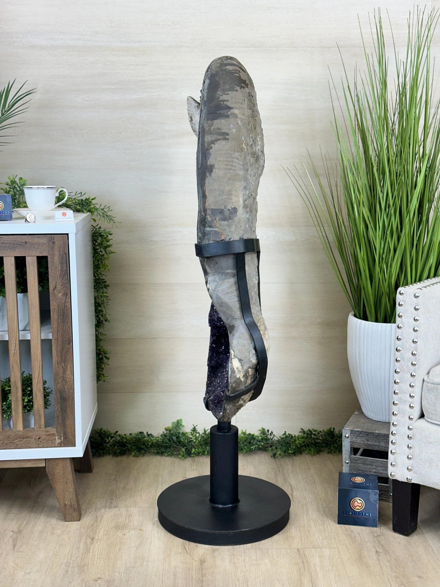 Super Quality Uruguayan Amethyst Cluster on Rotating Stand, 119.1 lbs & 46.7" Tall #5492 - 0034 - Brazil GemsBrazil GemsSuper Quality Uruguayan Amethyst Cluster on Rotating Stand, 119.1 lbs & 46.7" Tall #5492 - 0034Clusters on Rotating Bases5492 - 0034