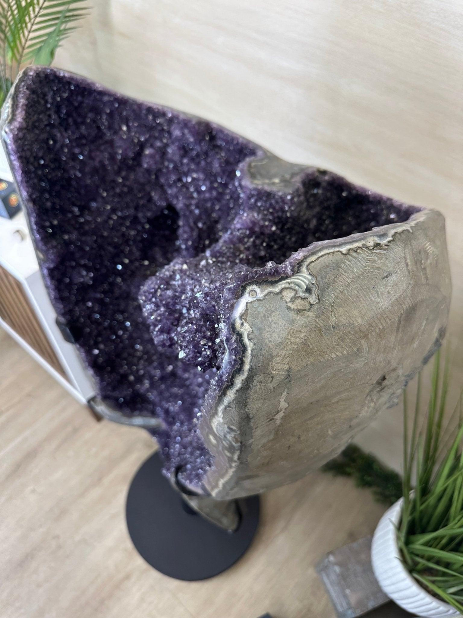 Super Quality Uruguayan Amethyst Cluster on Rotating Stand, 227.1 lbs & 53.1" Tall #5492 - 0035 - Brazil GemsBrazil GemsSuper Quality Uruguayan Amethyst Cluster on Rotating Stand, 227.1 lbs & 53.1" Tall #5492 - 0035Clusters on Rotating Bases5492 - 0035