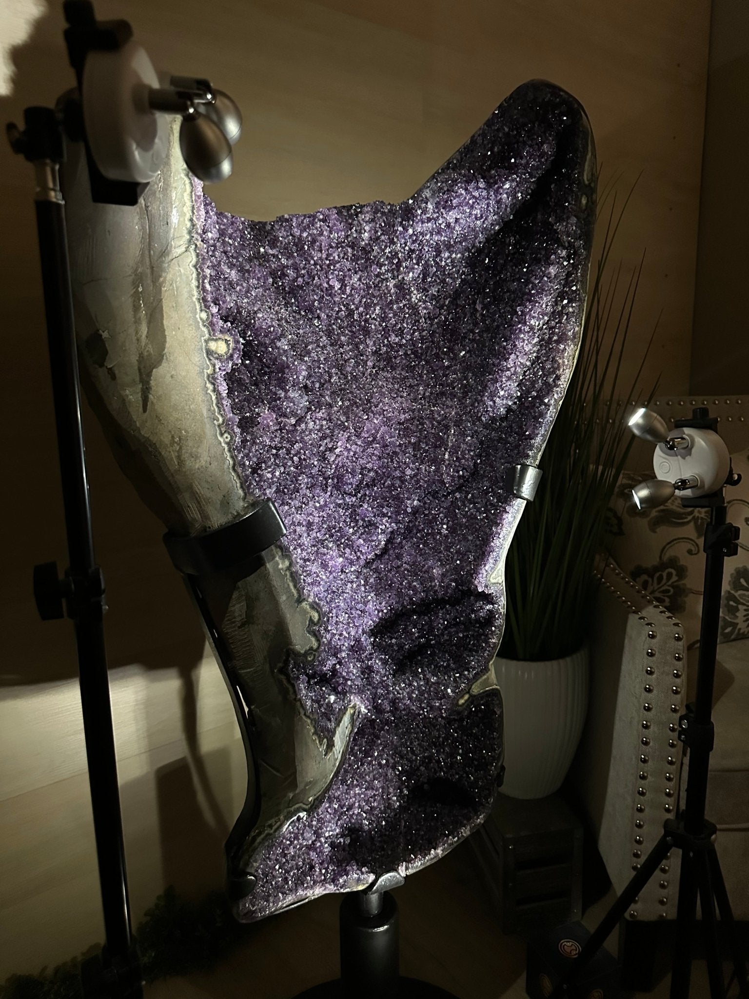 Super Quality Uruguayan Amethyst Cluster on Rotating Stand, 227.1 lbs & 53.1" Tall #5492 - 0035 - Brazil GemsBrazil GemsSuper Quality Uruguayan Amethyst Cluster on Rotating Stand, 227.1 lbs & 53.1" Tall #5492 - 0035Clusters on Rotating Bases5492 - 0035