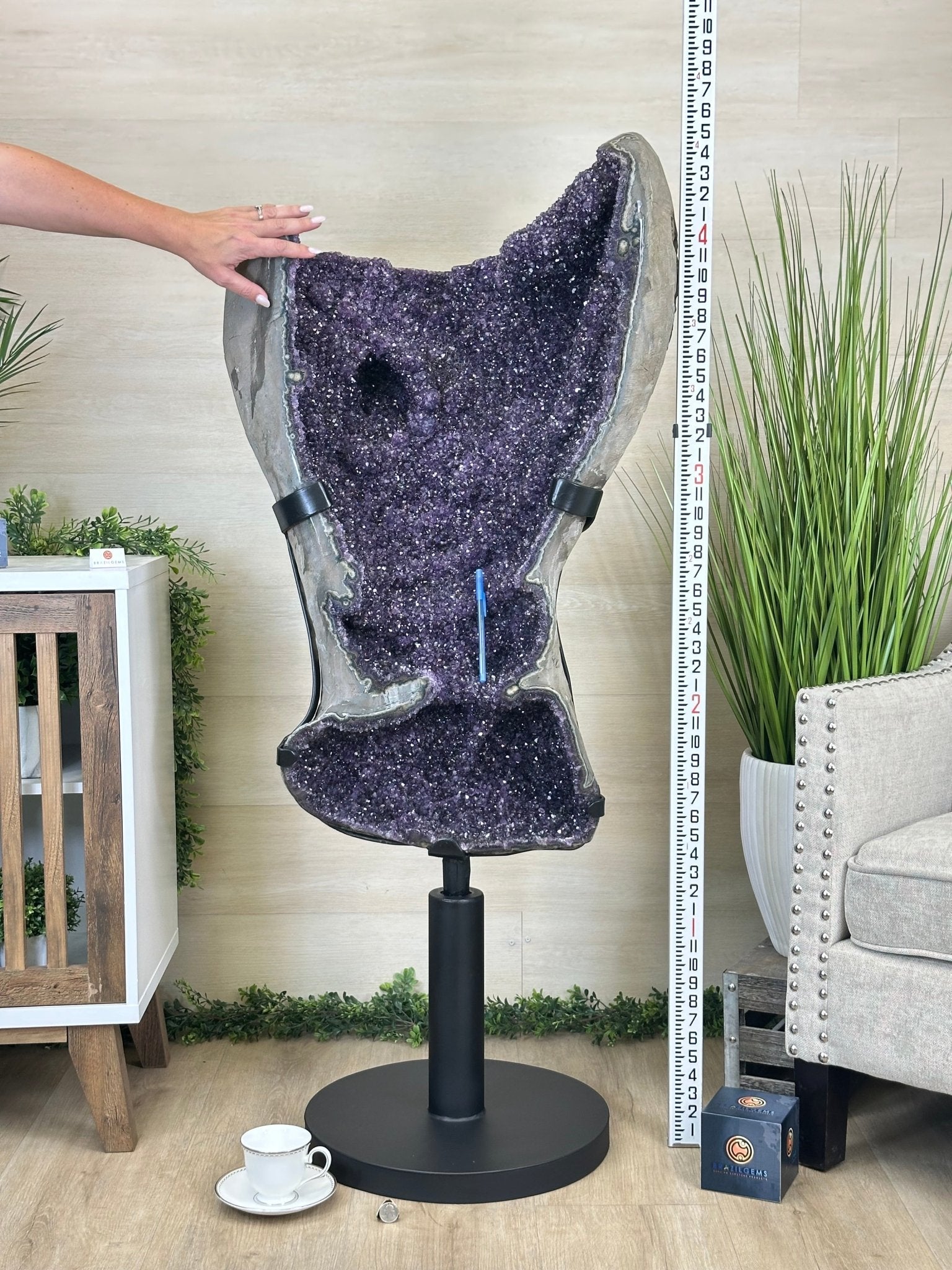 Super Quality Uruguayan Amethyst Cluster on Rotating Stand, 227.1 lbs & 53.1" Tall #5492 - 0035 - Brazil GemsBrazil GemsSuper Quality Uruguayan Amethyst Cluster on Rotating Stand, 227.1 lbs & 53.1" Tall #5492 - 0035Clusters on Rotating Bases5492 - 0035