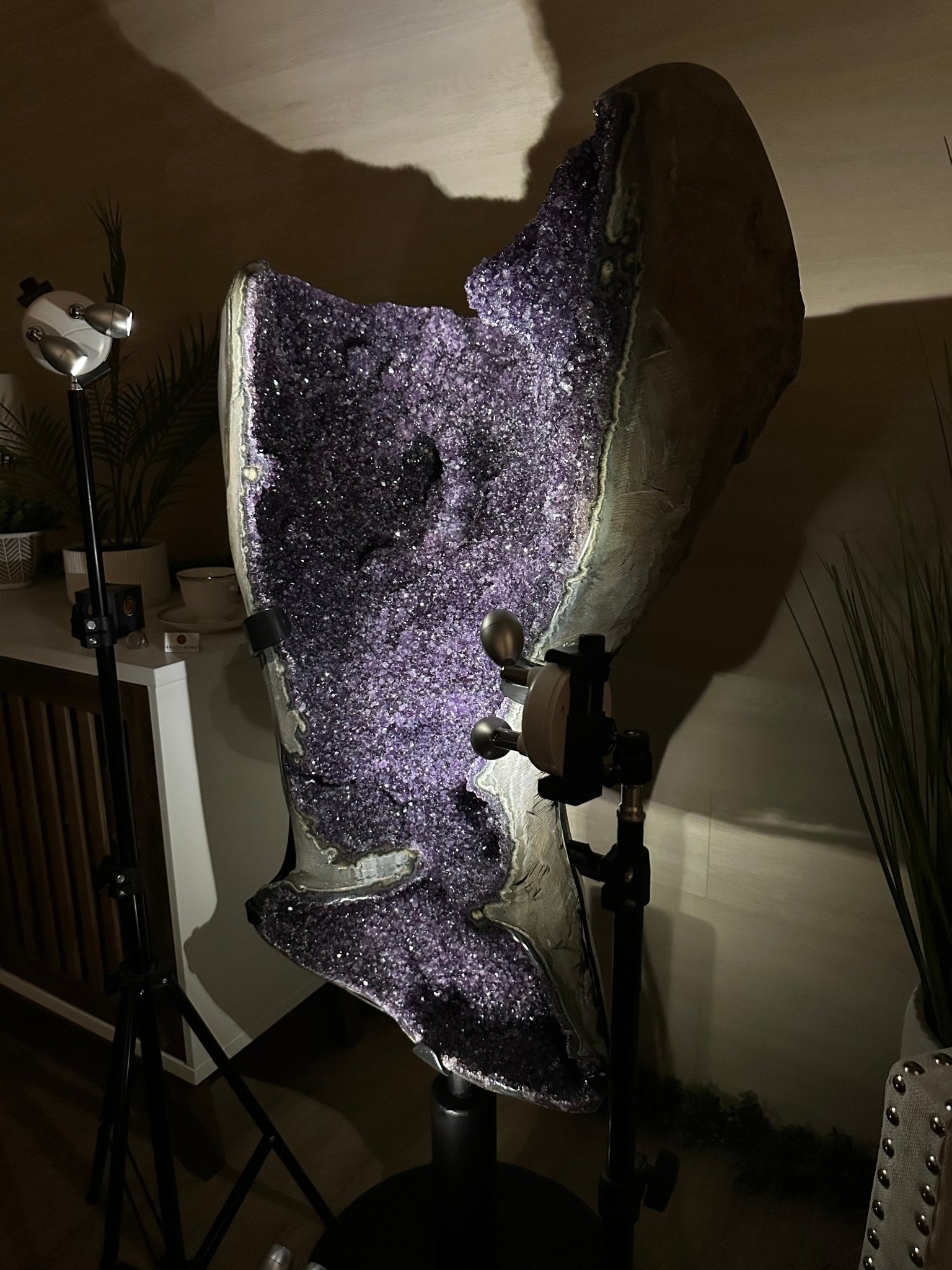 Super Quality Uruguayan Amethyst Cluster on Rotating Stand, 227.1 lbs & 53.1" Tall #5492 - 0035 - Brazil GemsBrazil GemsSuper Quality Uruguayan Amethyst Cluster on Rotating Stand, 227.1 lbs & 53.1" Tall #5492 - 0035Clusters on Rotating Bases5492 - 0035