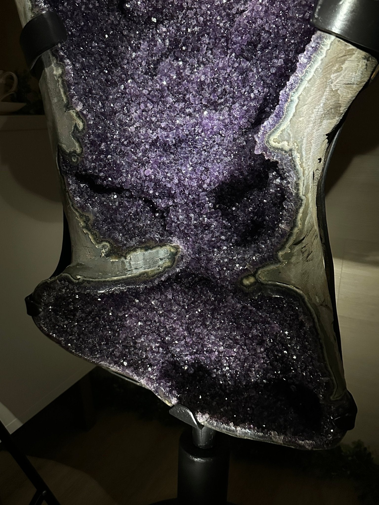 Super Quality Uruguayan Amethyst Cluster on Rotating Stand, 227.1 lbs & 53.1" Tall #5492 - 0035 - Brazil GemsBrazil GemsSuper Quality Uruguayan Amethyst Cluster on Rotating Stand, 227.1 lbs & 53.1" Tall #5492 - 0035Clusters on Rotating Bases5492 - 0035
