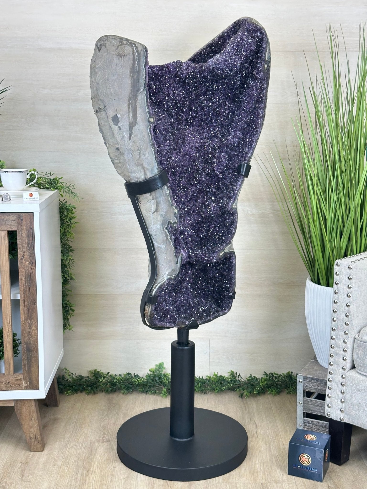 Super Quality Uruguayan Amethyst Cluster on Rotating Stand, 227.1 lbs & 53.1" Tall #5492 - 0035 - Brazil GemsBrazil GemsSuper Quality Uruguayan Amethyst Cluster on Rotating Stand, 227.1 lbs & 53.1" Tall #5492 - 0035Clusters on Rotating Bases5492 - 0035