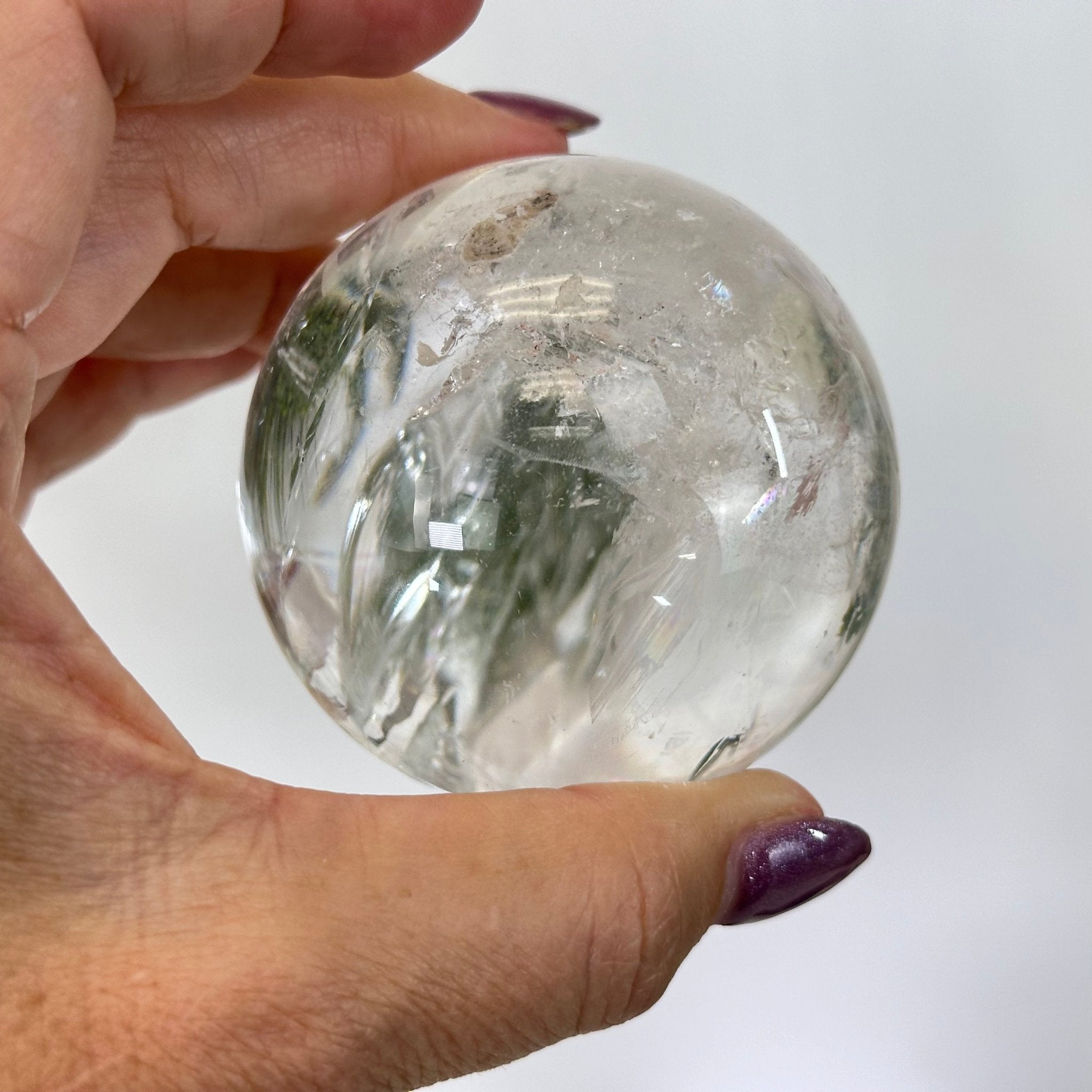 Super Quartz Clear Quartz Sphere on a Metal Base, 0.9 lbs & 5.2" Tall #5631 - 0018 - Brazil GemsBrazil GemsSuper Quartz Clear Quartz Sphere on a Metal Base, 0.9 lbs & 5.2" Tall #5631 - 0018Spheres5631 - 0018