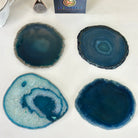 Teal Agate Coasters w/ silicone bumpers, 3.5" to 4.5" each, 4 - piece set Model #5202TEAL by Brazil Gems - Brazil GemsBrazil GemsTeal Agate Coasters w/ silicone bumpers, 3.5" to 4.5" each, 4 - piece set Model #5202TEAL by Brazil GemsCoaster Sets5202TEAL